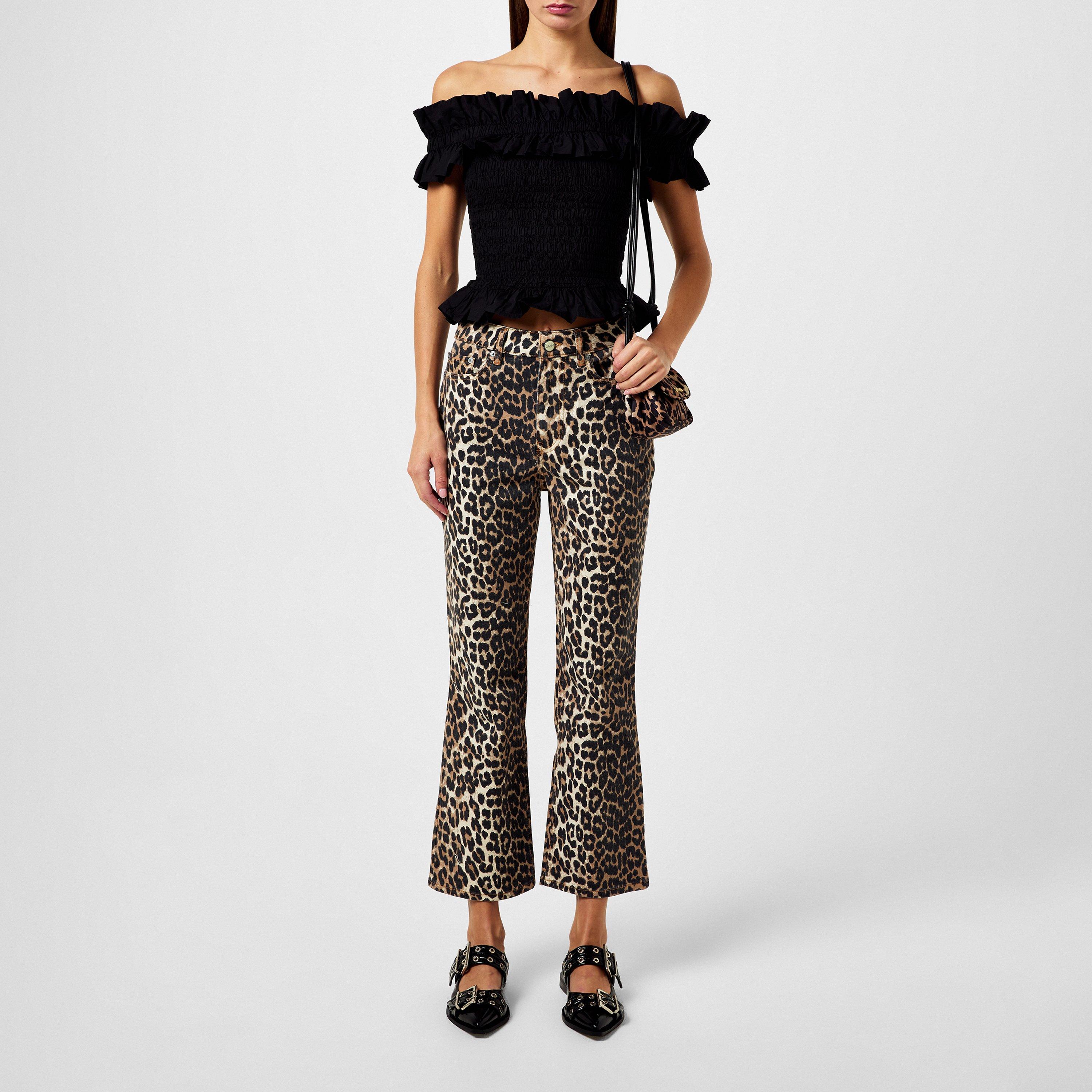 Leopard - Ganni - Women's Straight-Leg Leopard Print Jeans - 3