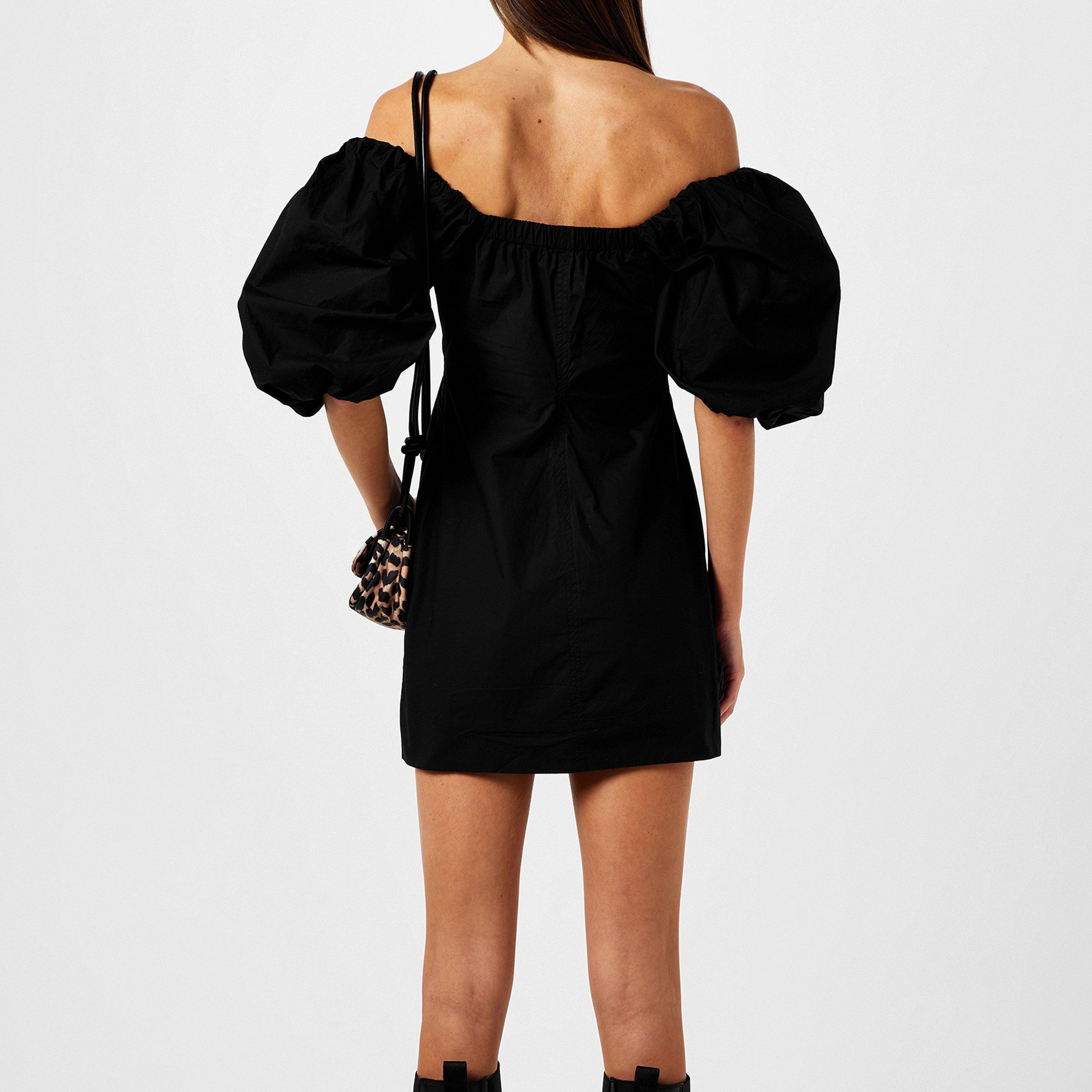 Black - Ganni - Puff Sleeve Dress - 3