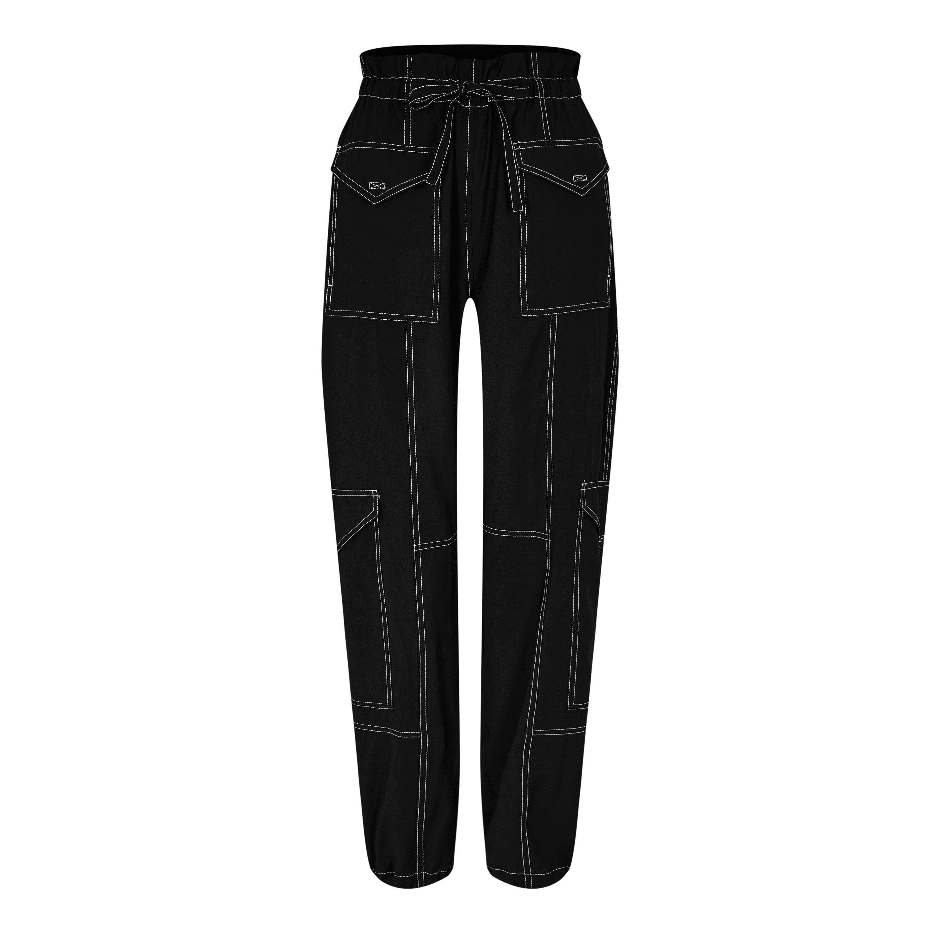 Black - Ganni - Light Slub Pocket Trousers - 4