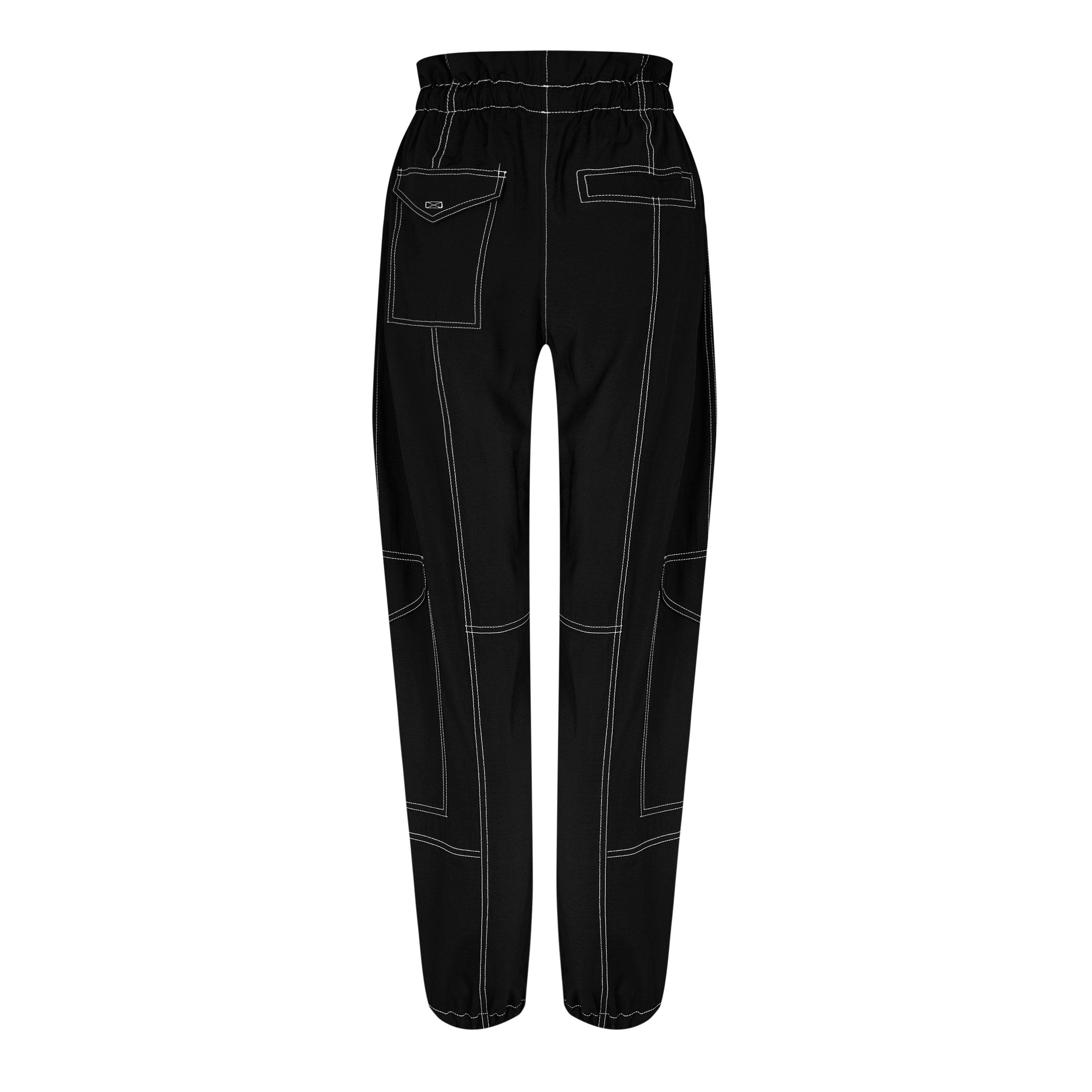 Black - Ganni - Light Slub Pocket Trousers - 5