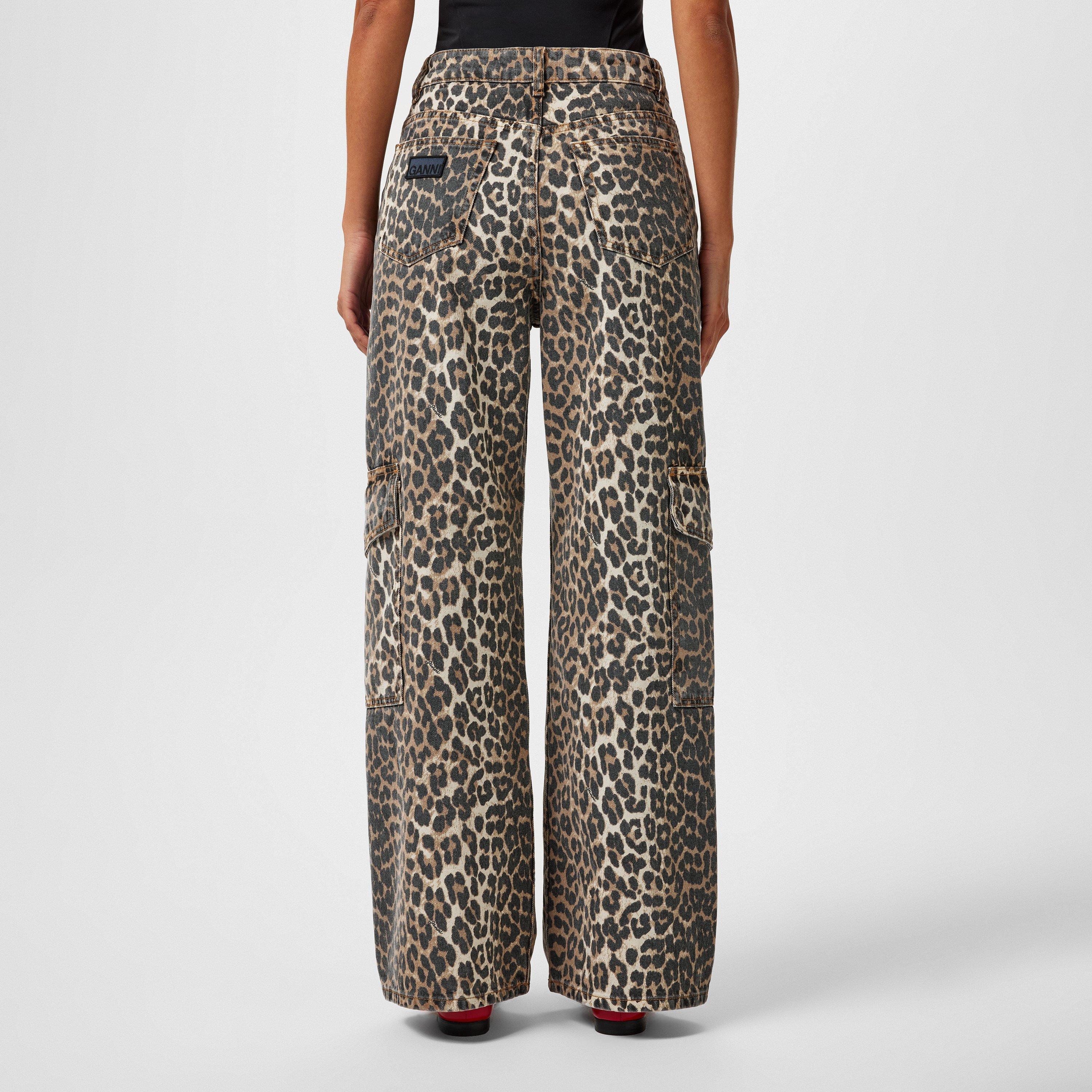 Leopard - Ganni - Women's Angie Wide Leg Jeans - 3