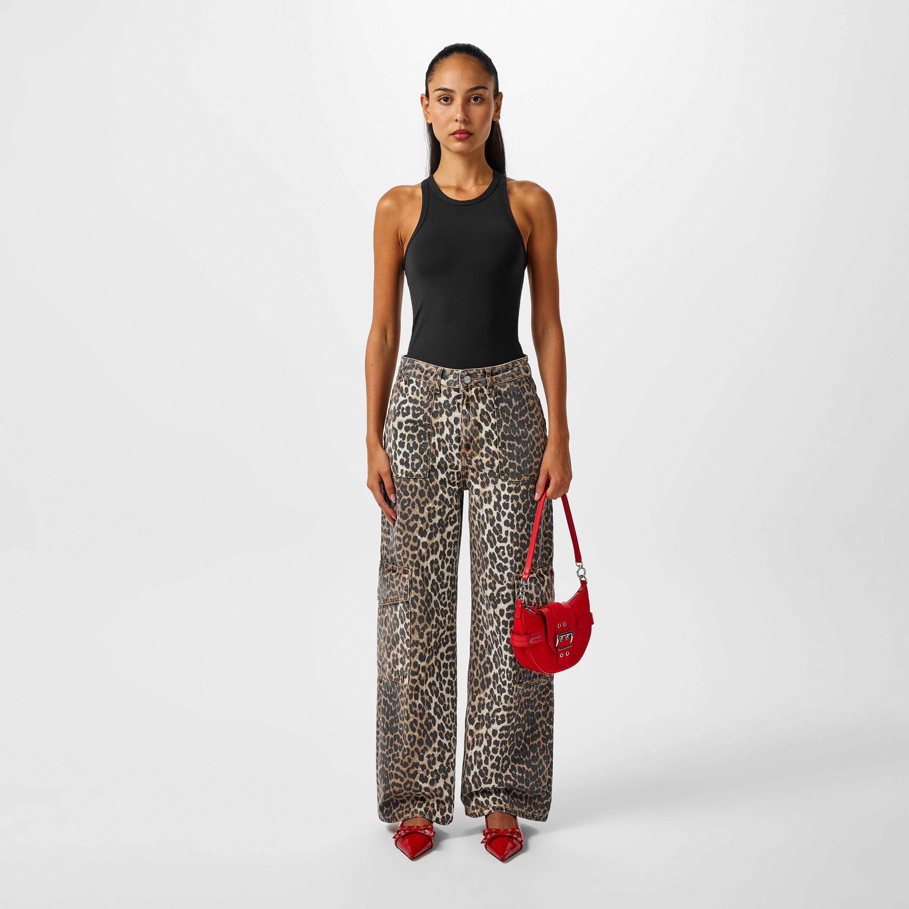 Leopard - Ganni - Women's Angie Wide Leg Jeans - 4