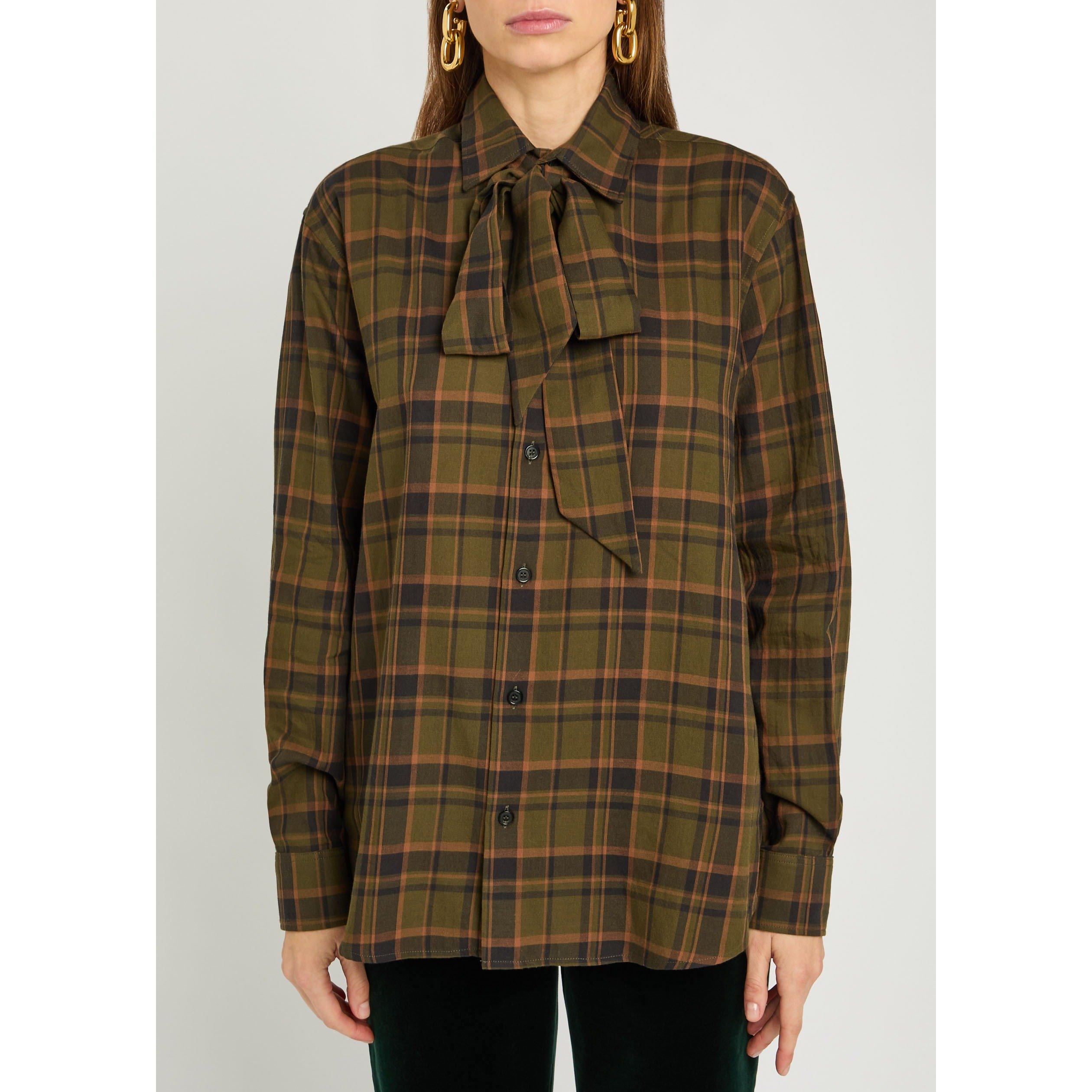 MULTICOLOURED 1 - Saint Laurent - Women's Cassan Check Cotton Long-Sleeve Oversized-Fit Shirt - 2