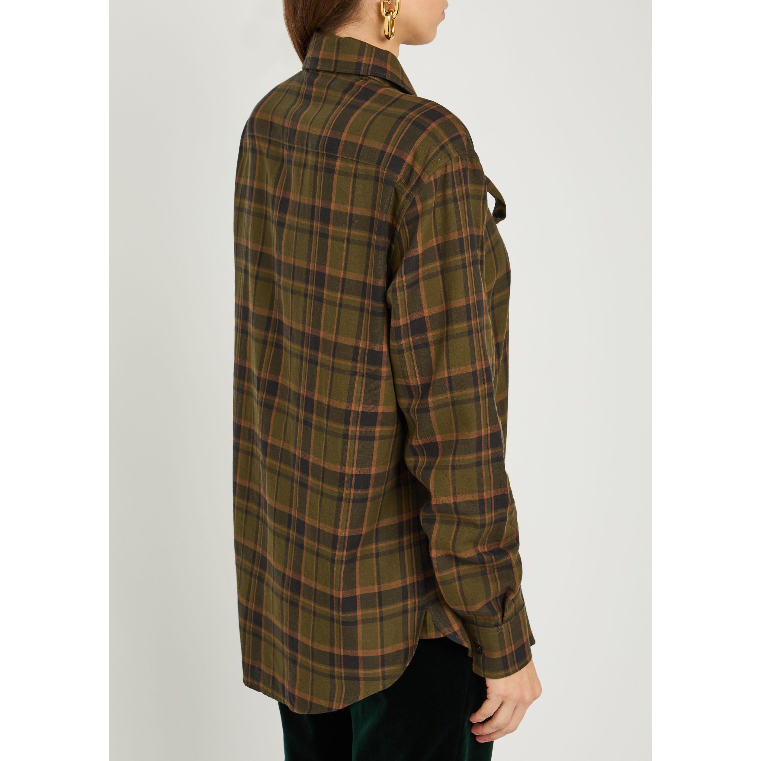 MULTICOLOURED 1 - Saint Laurent - Women's Cassan Check Cotton Long-Sleeve Oversized-Fit Shirt - 3