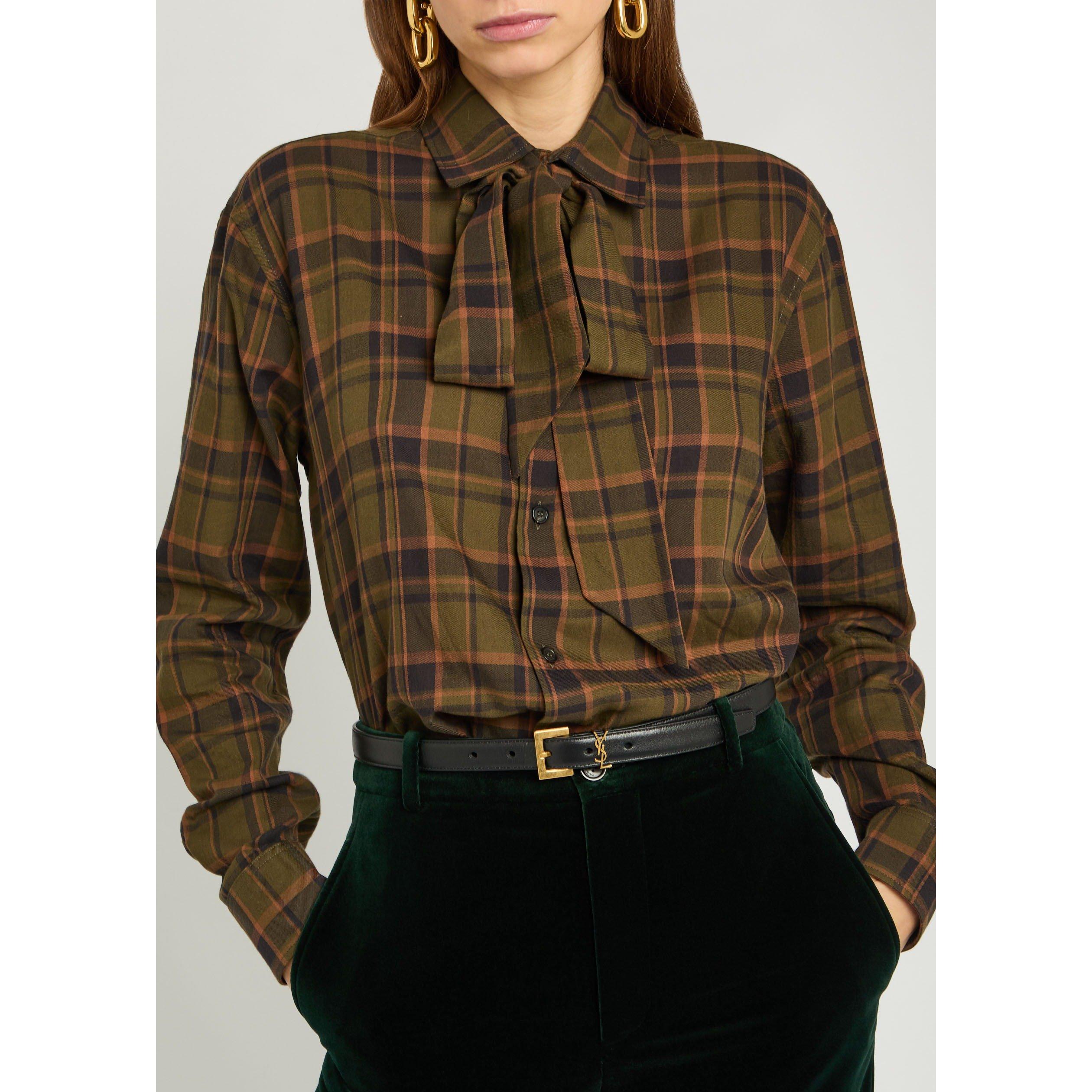MULTICOLOURED 1 - Saint Laurent - Women's Cassan Check Cotton Long-Sleeve Oversized-Fit Shirt - 4