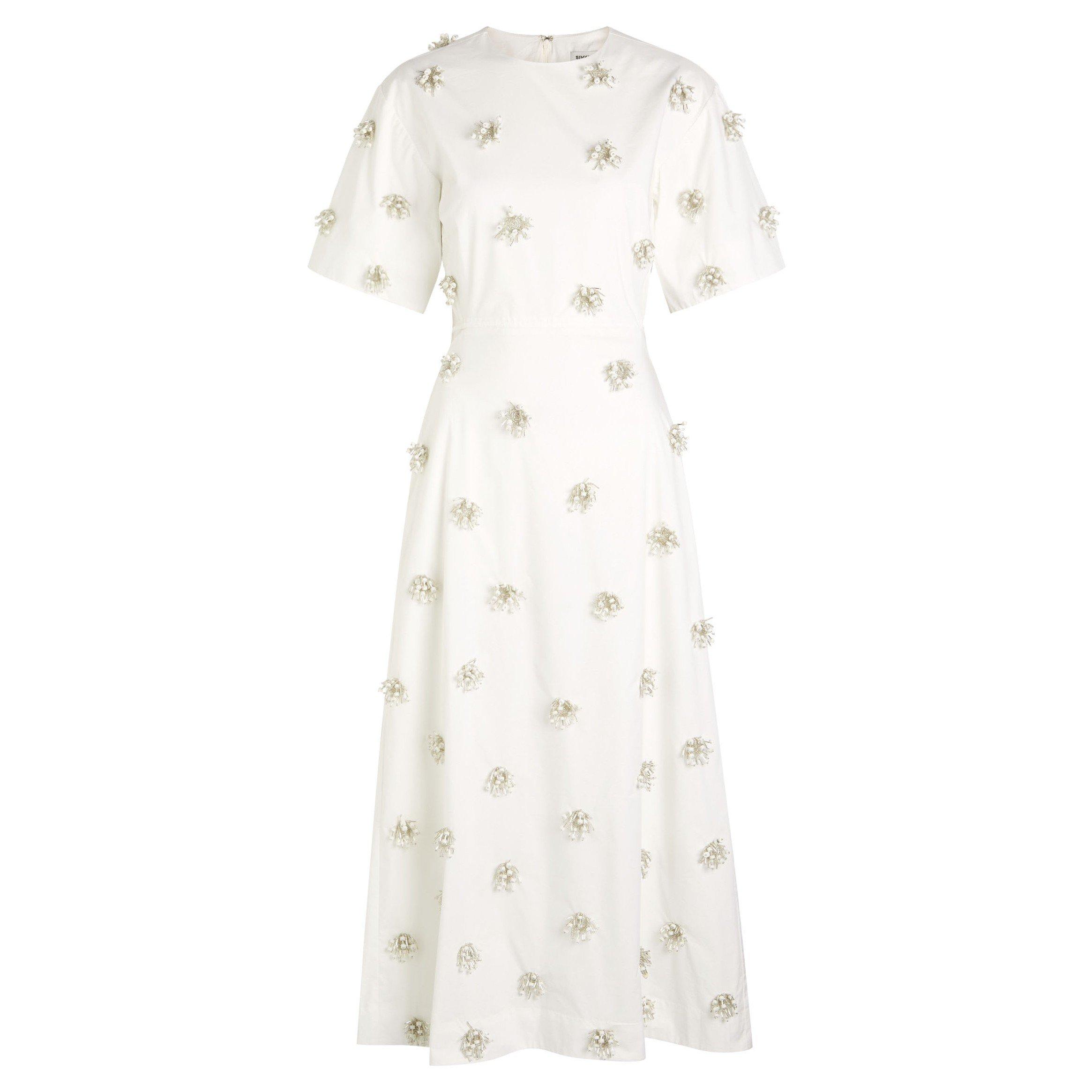 WHITE - Jonathan Simkhai - LD SS STARLA EMB MIDI DRESS