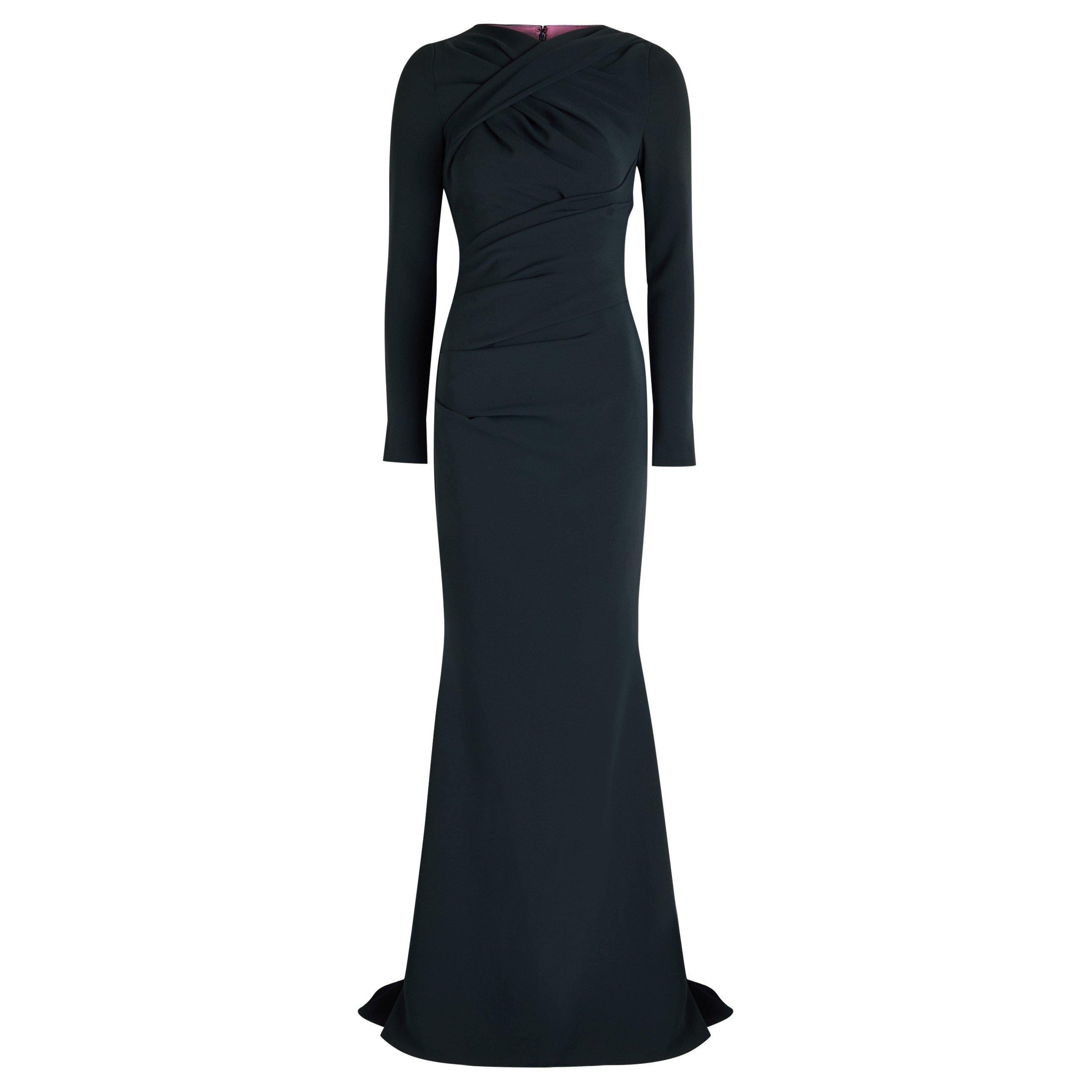 DARK BLUE - Talbot Runhof - LD LG SLV HIGH NK EVENING DRES