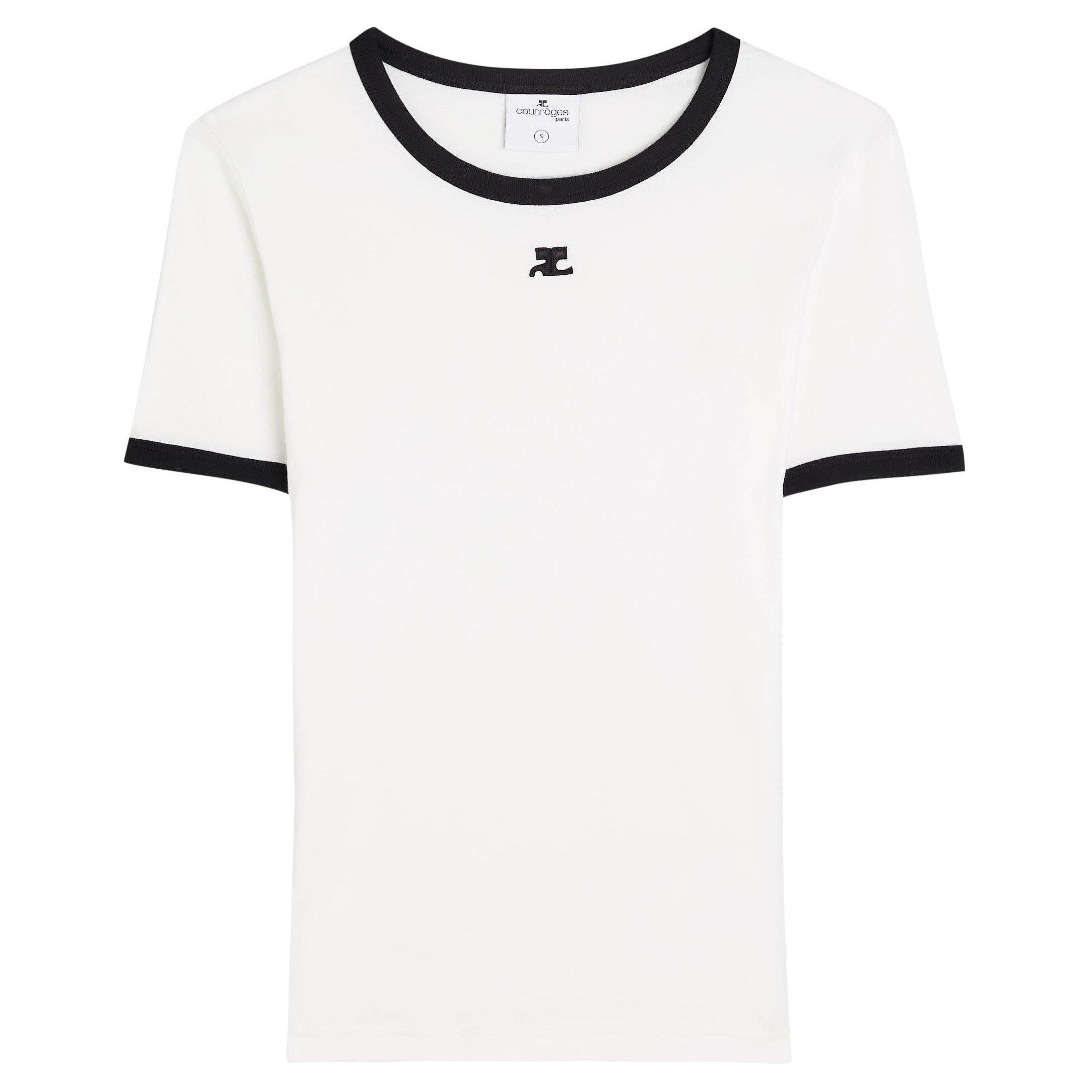 WHITE AND BLACK - Courreges - SIGNATURE CONTRAST TEE
