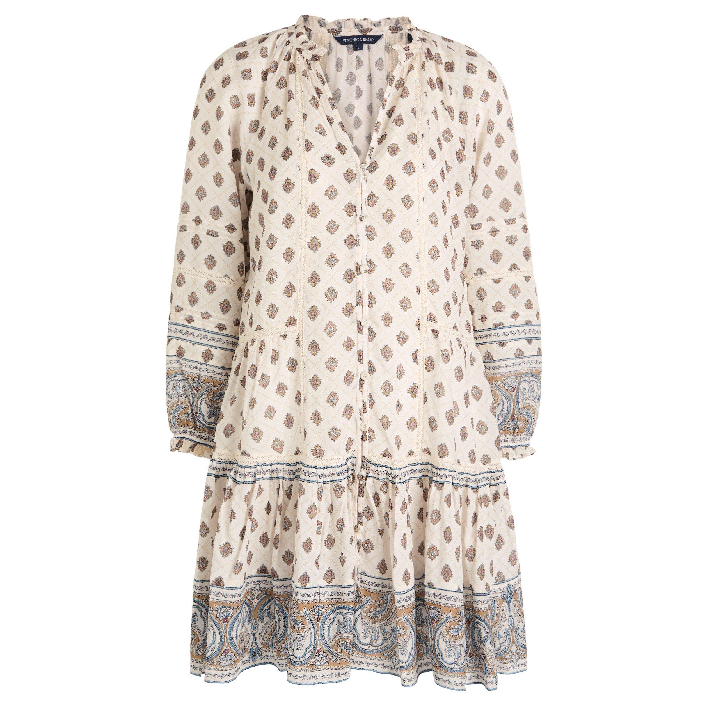 WHITE AND MULTI - Veronica Beard - SD LS BELISSA DRESS