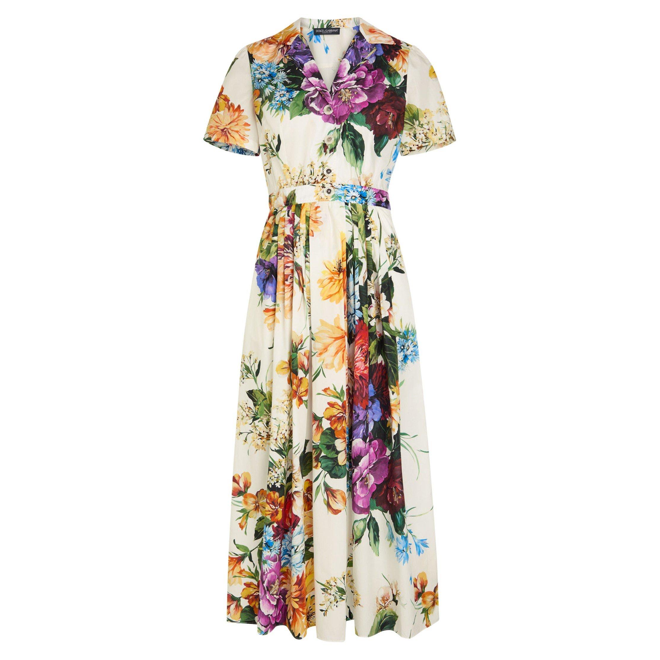 MULTI FLORAL - Dolce and Gabbana - FLORAL PRINT MIDI DRESS