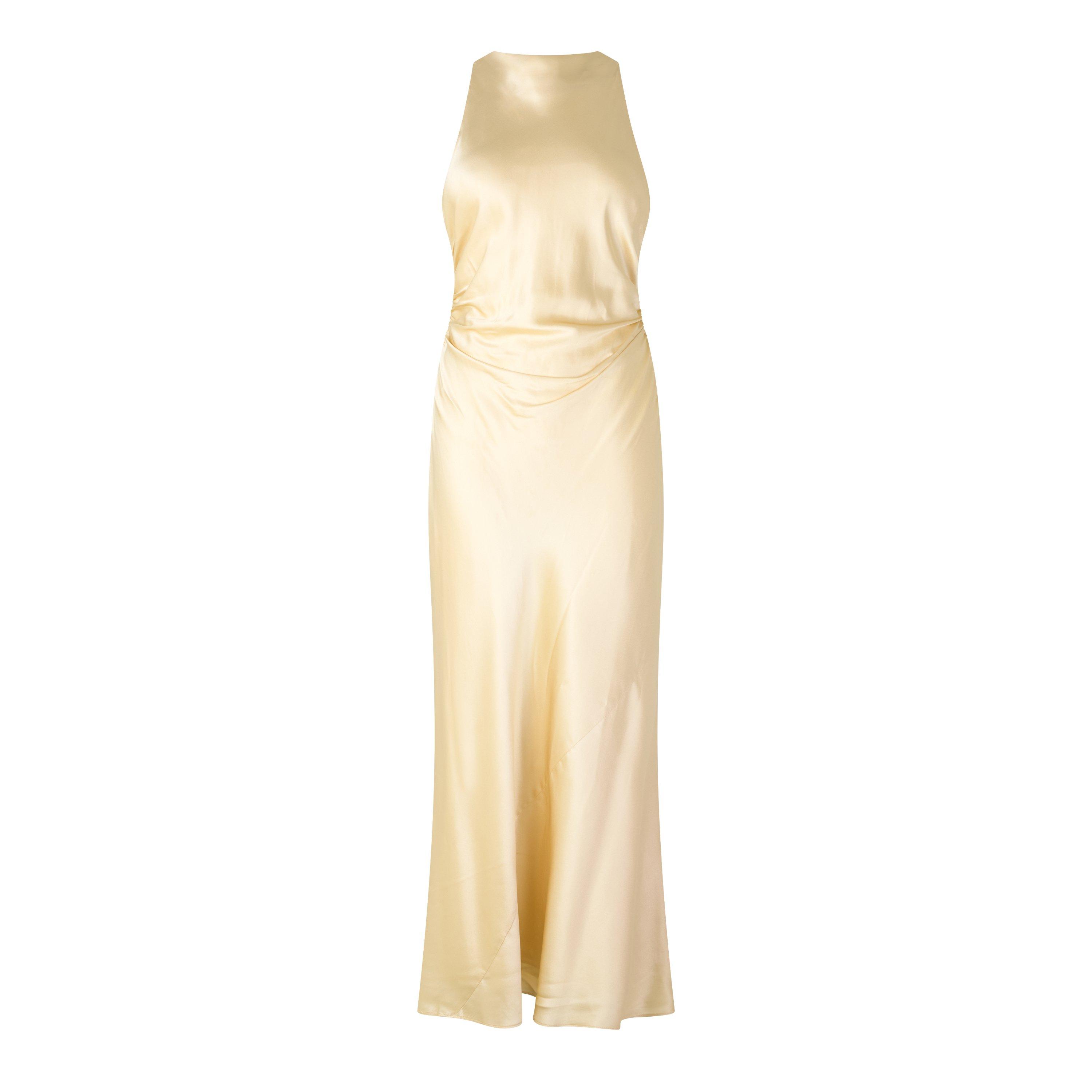 GOLD - Reformation - Women's Casette Silk Ruched Maxi Dress - 1