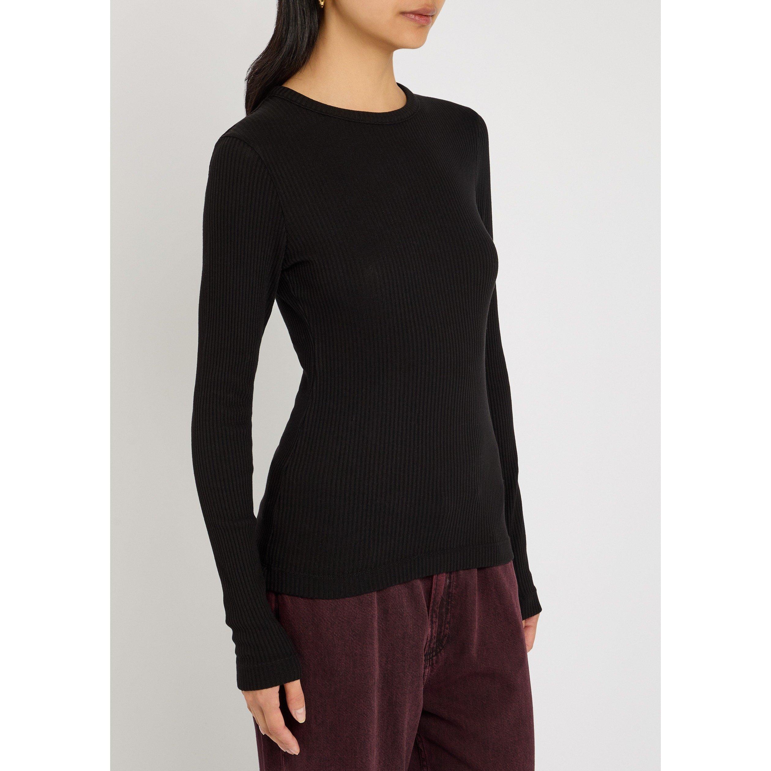 BLACK - Citizens Of Humanity - Women's Bina Crew-Neck Long-Sleeve Cotton Slim-Fit T-Shirt - 2