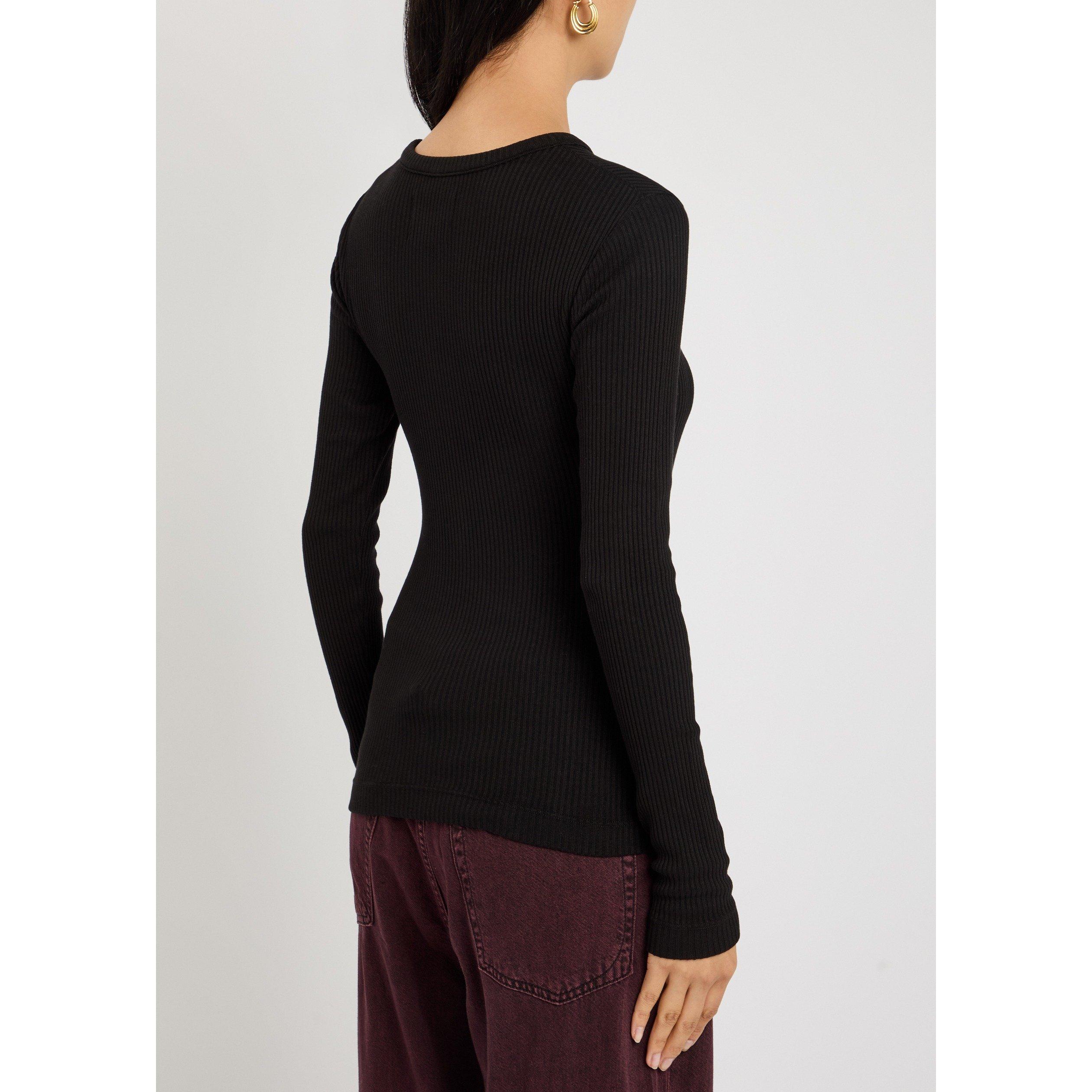 BLACK - Citizens Of Humanity - Women's Bina Crew-Neck Long-Sleeve Cotton Slim-Fit T-Shirt - 3