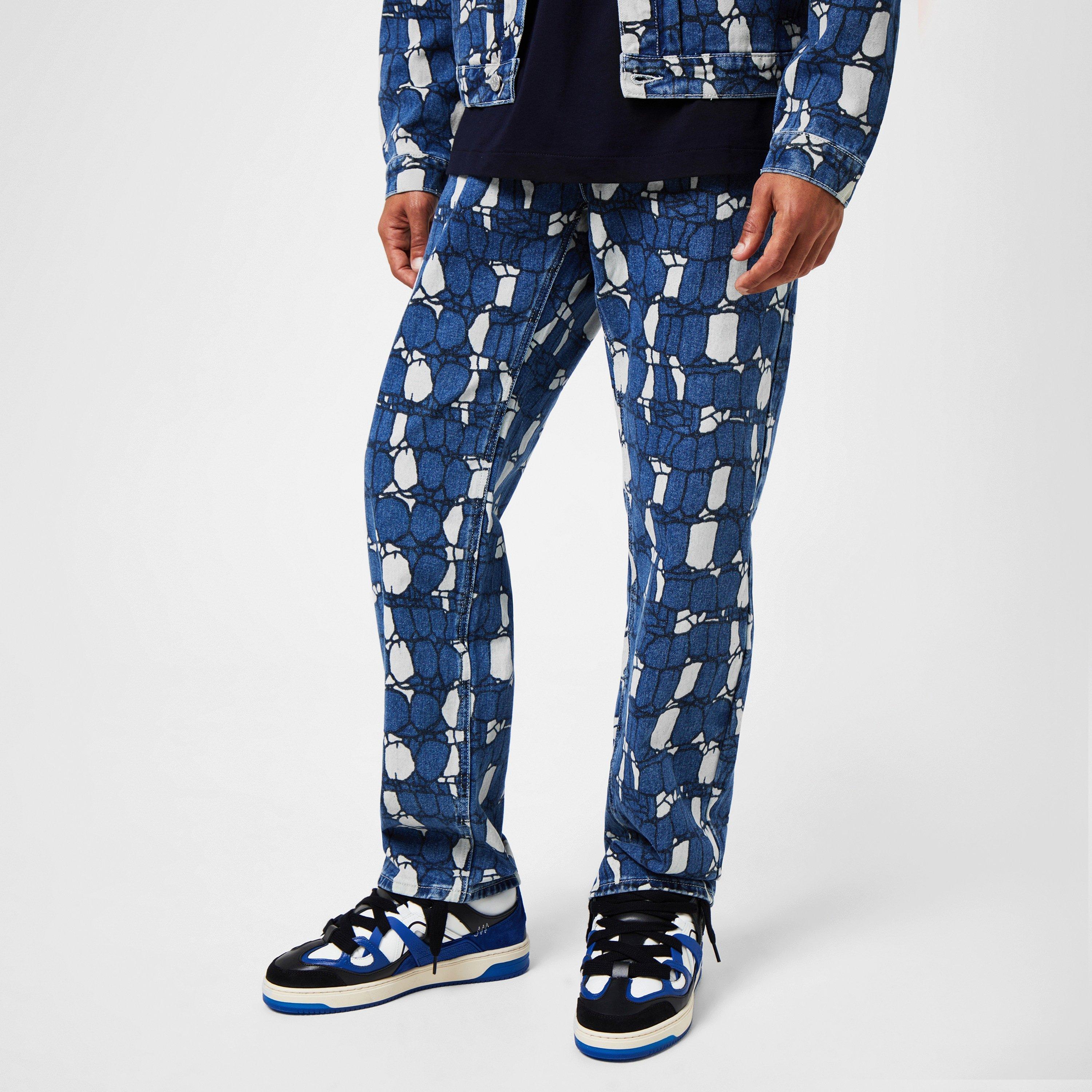 Blue - Billionaire Boys Club - Men's Gator Camo Straight Leg Jeans - 1