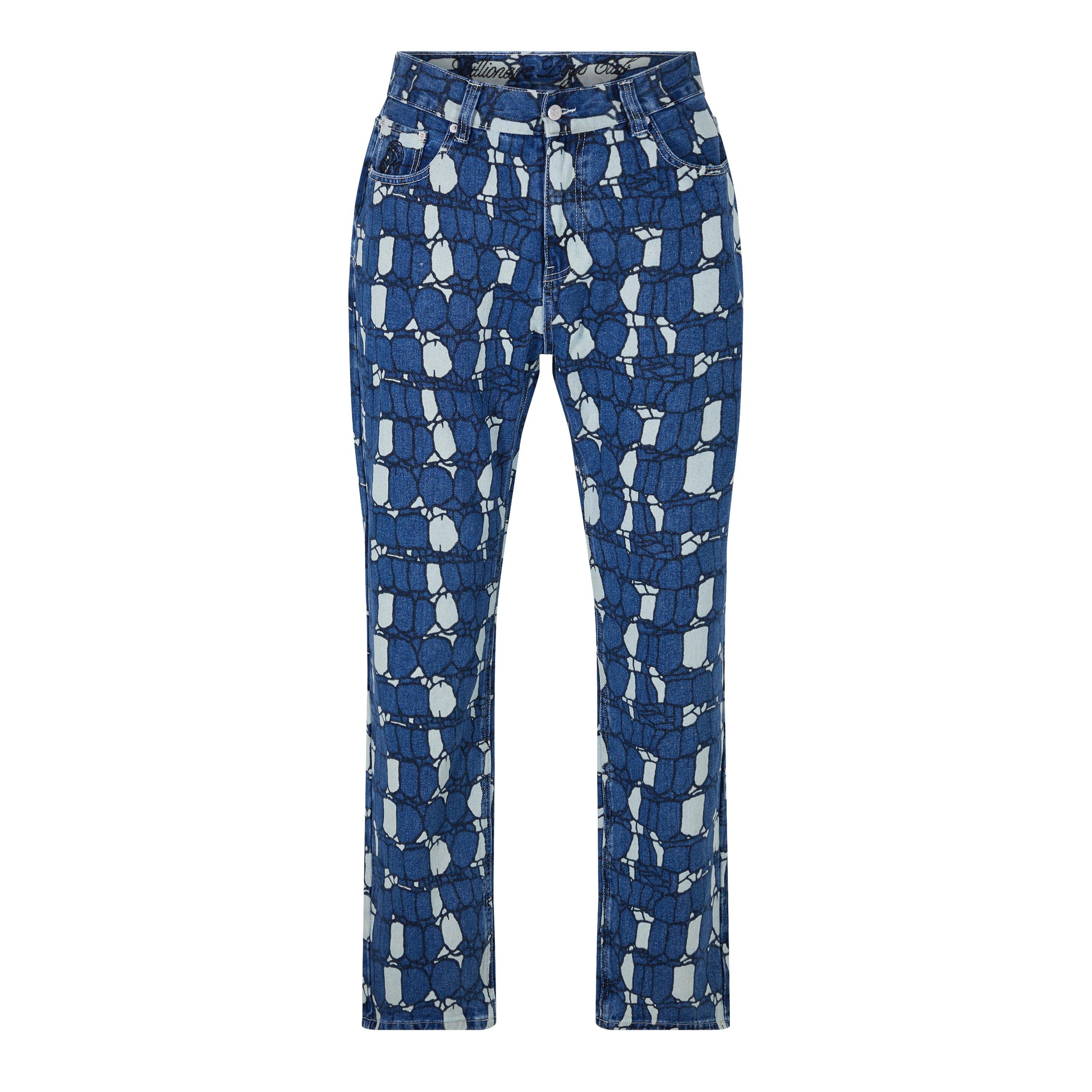 Blue - Billionaire Boys Club - Men's Gator Camo Straight Leg Jeans - 4