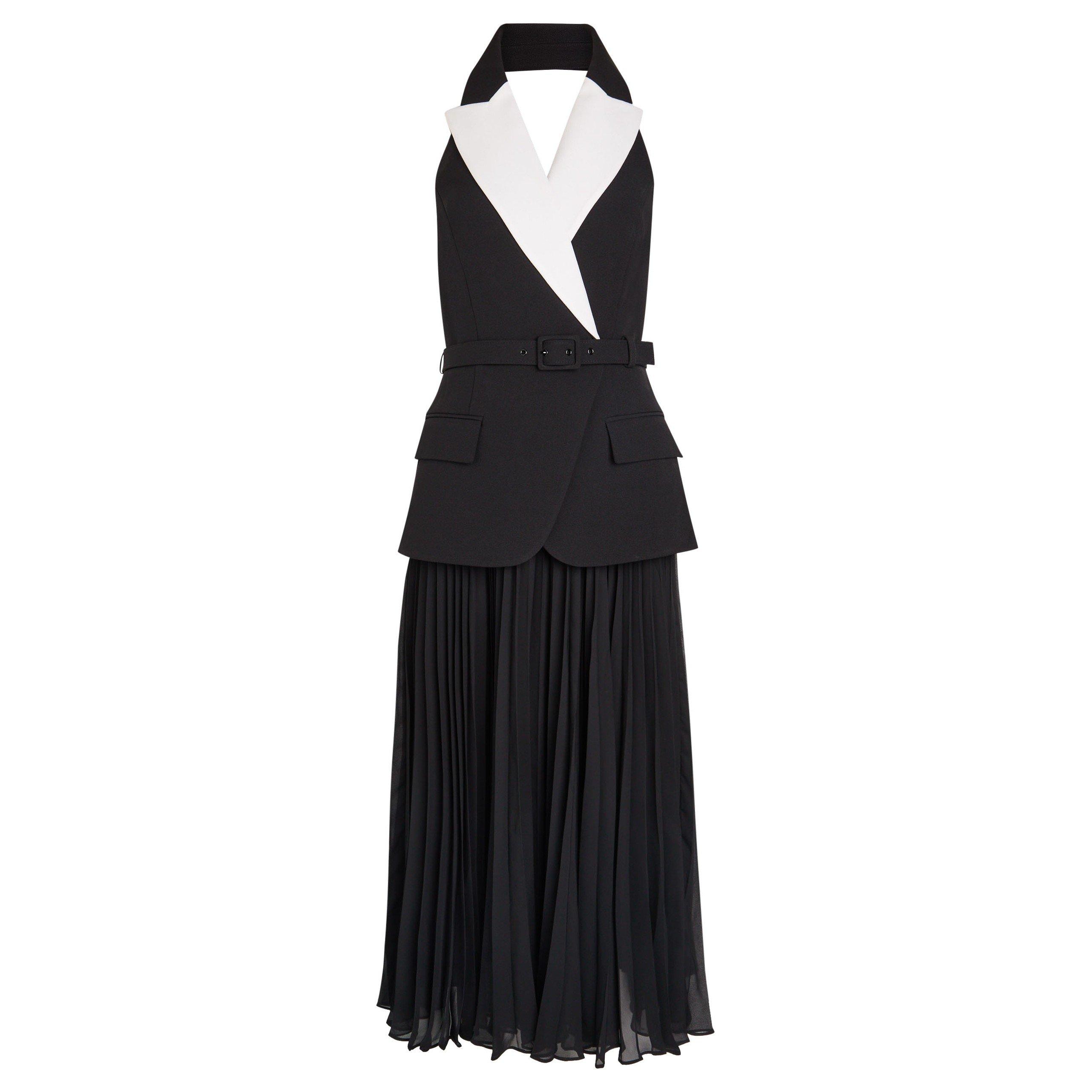 BLACK AND WHITE - Rebecca Vallance - Women's Emma Halter Crepe Midi Dress