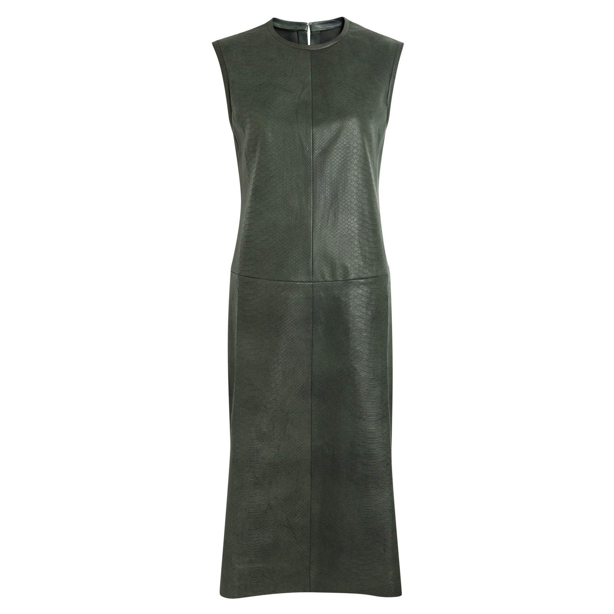 DARK GREEN - Stouls - SD CARO LEATHER MIDI DRESS