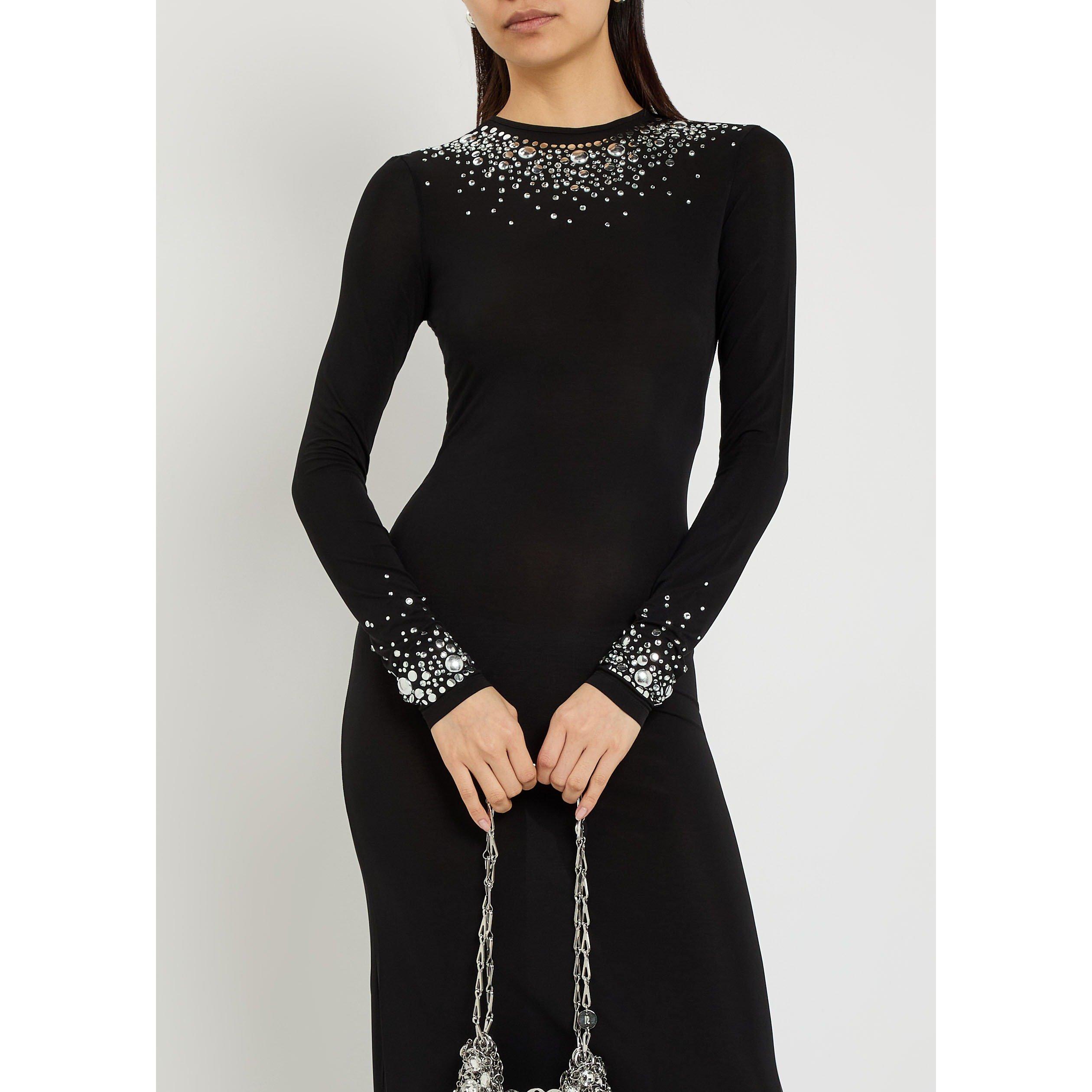 BLACK - Rabanne - LS EMBELLISHED DETAIL DRESS - 4