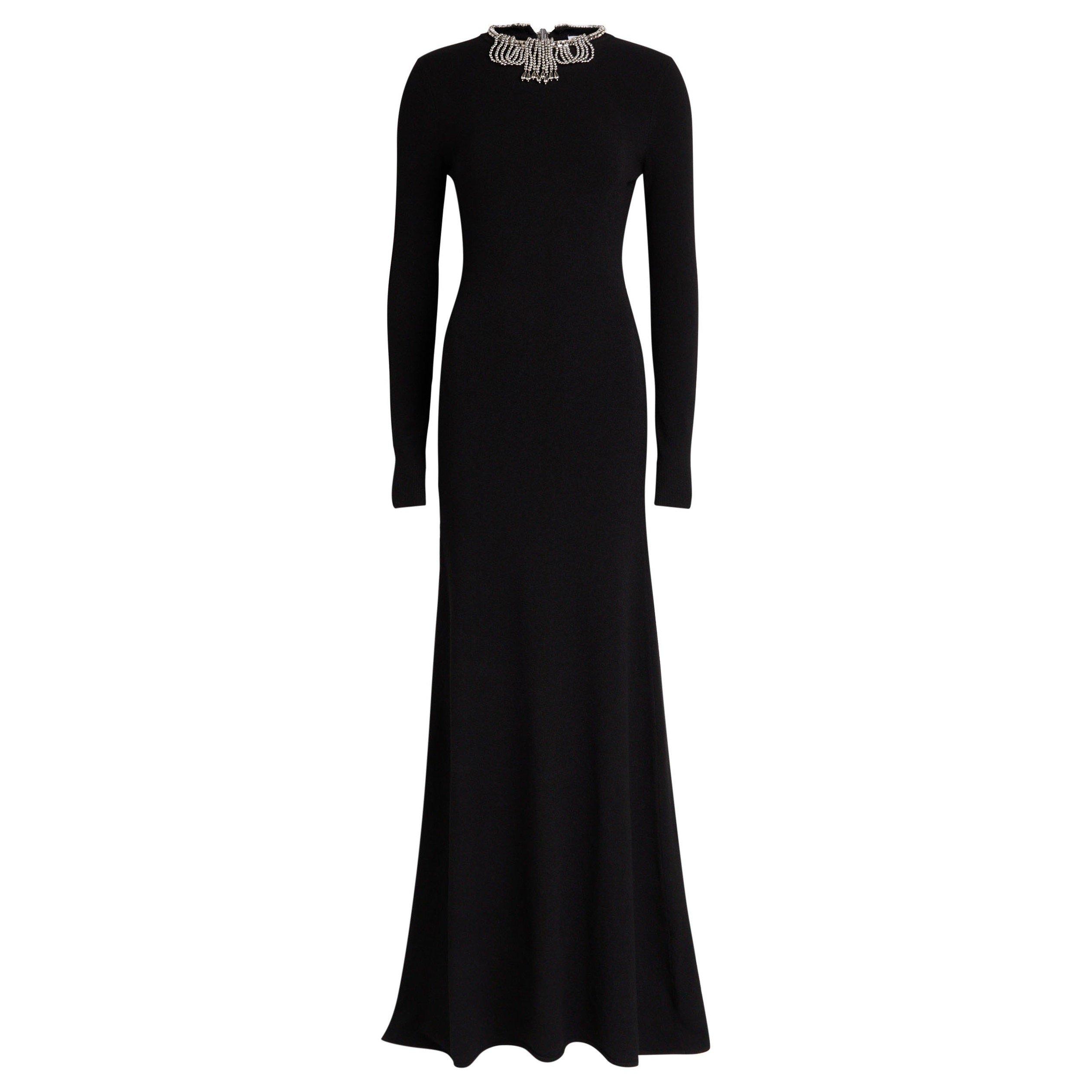 BLACK - Rabanne - Women's Necklace Detail Long-Sleeve Maxi Dress - 1