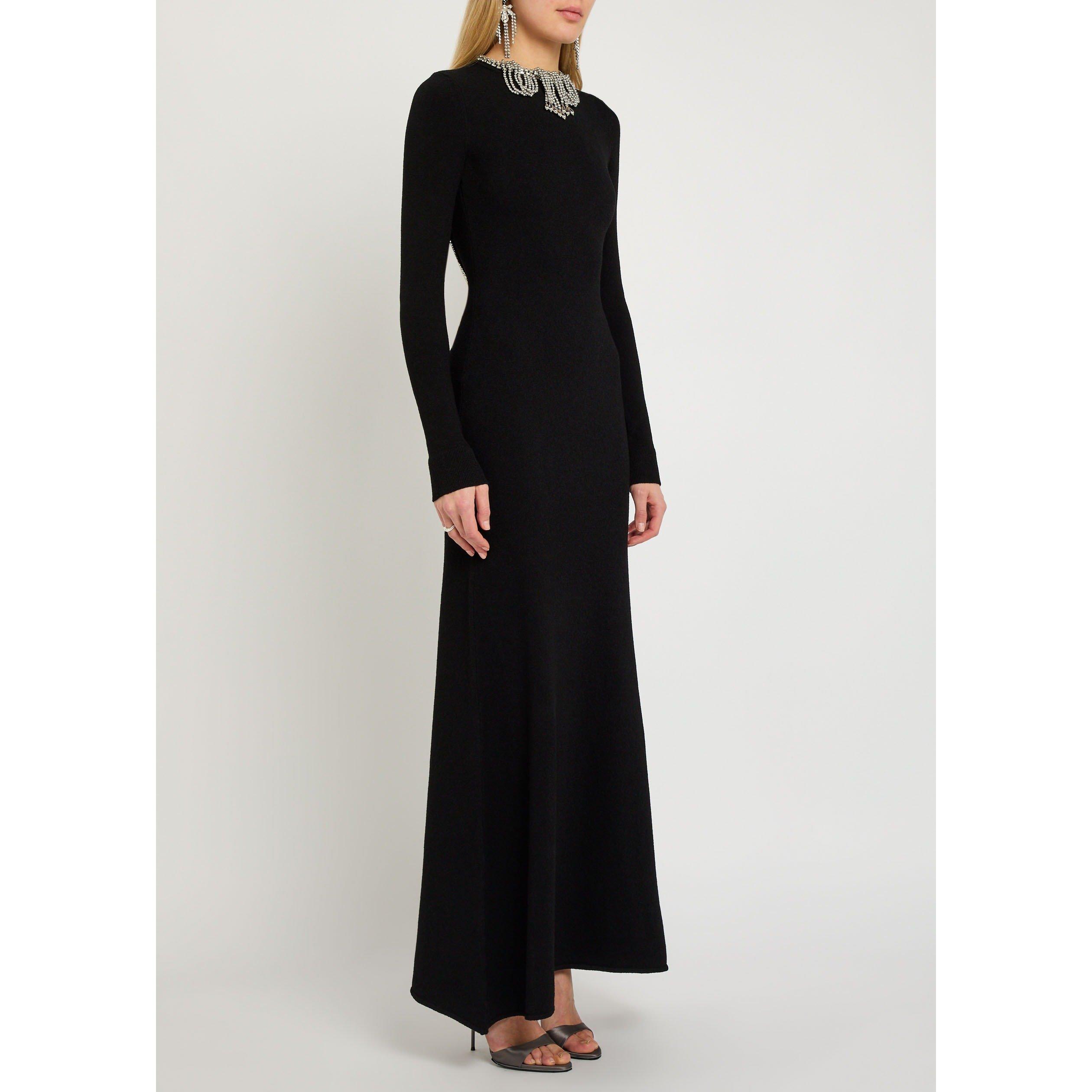 BLACK - Rabanne - Women's Necklace Detail Long-Sleeve Maxi Dress - 2
