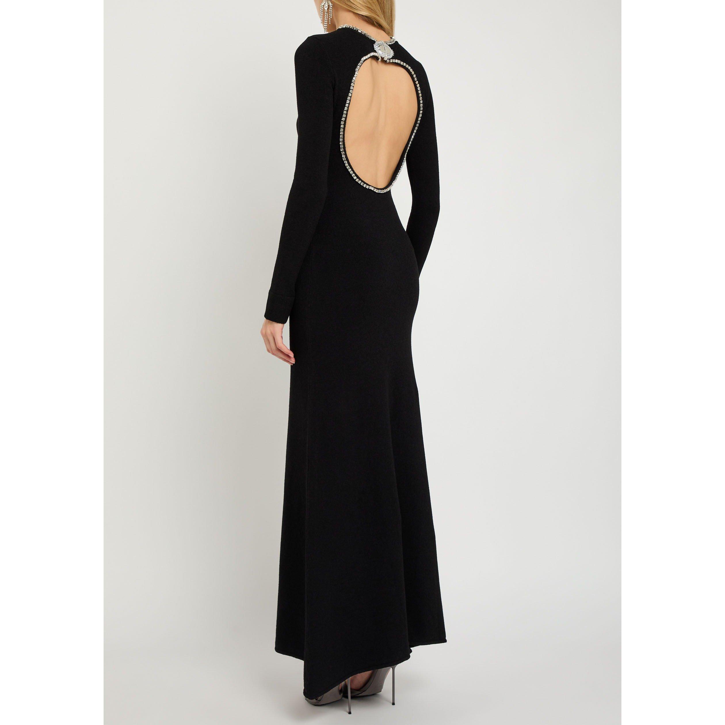 BLACK - Rabanne - Women's Necklace Detail Long-Sleeve Maxi Dress - 3