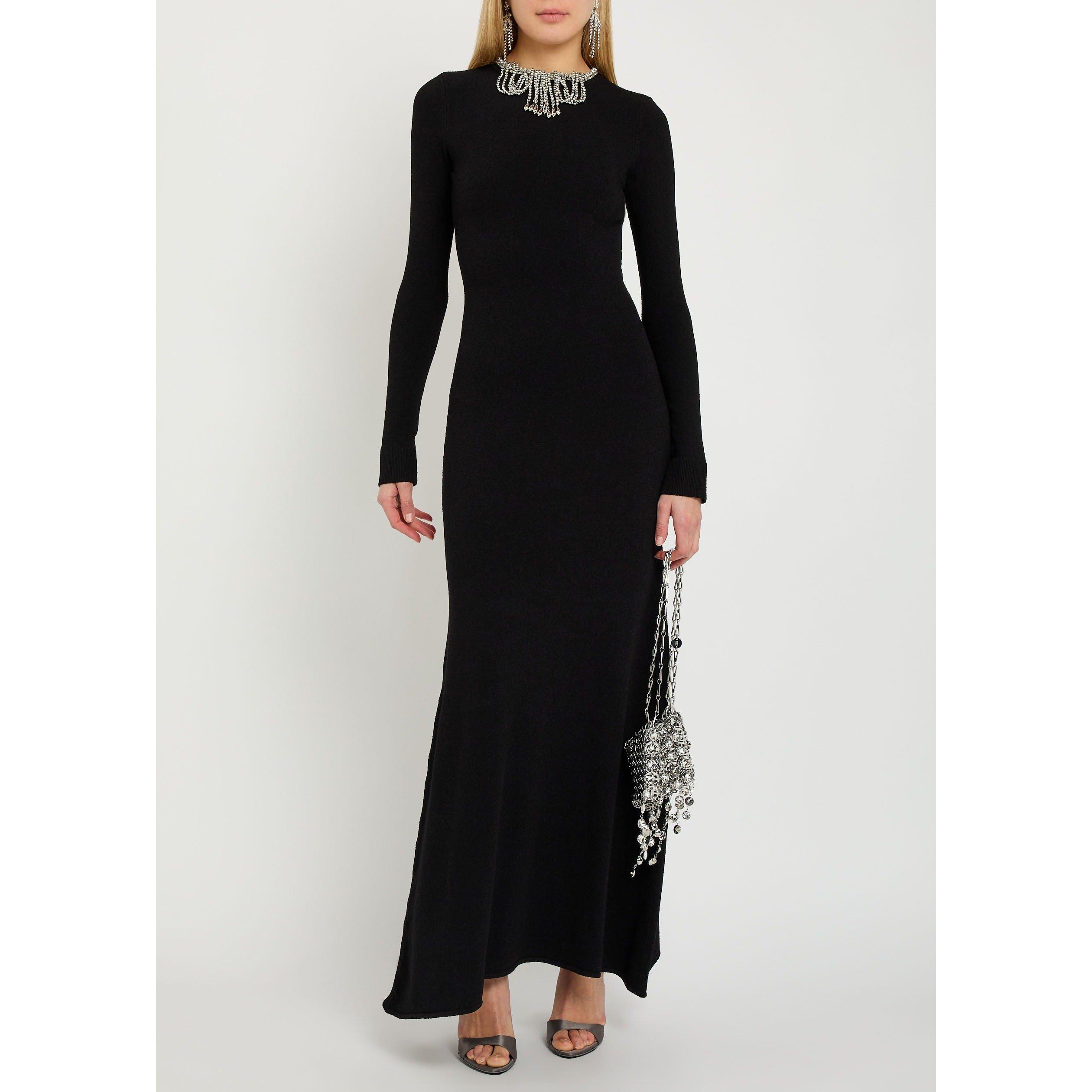 BLACK - Rabanne - Women's Necklace Detail Long-Sleeve Maxi Dress - 5