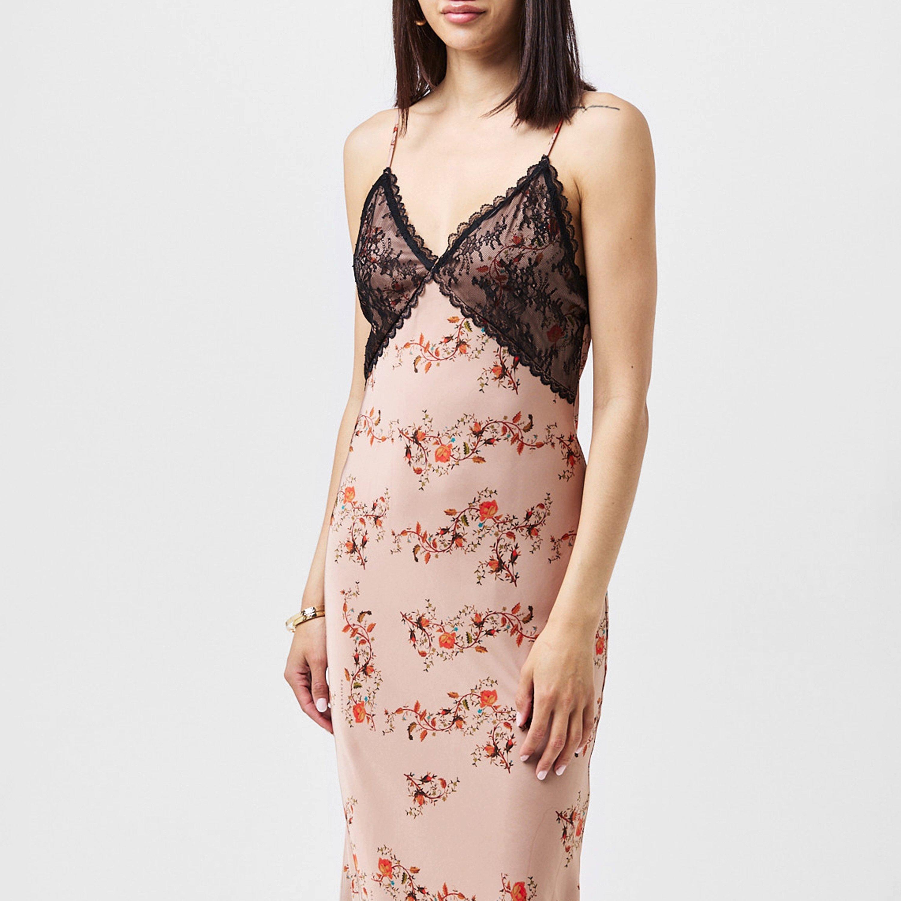 Almond Beige - AllSaints - Women's Immy Floral Slip Dress - 2