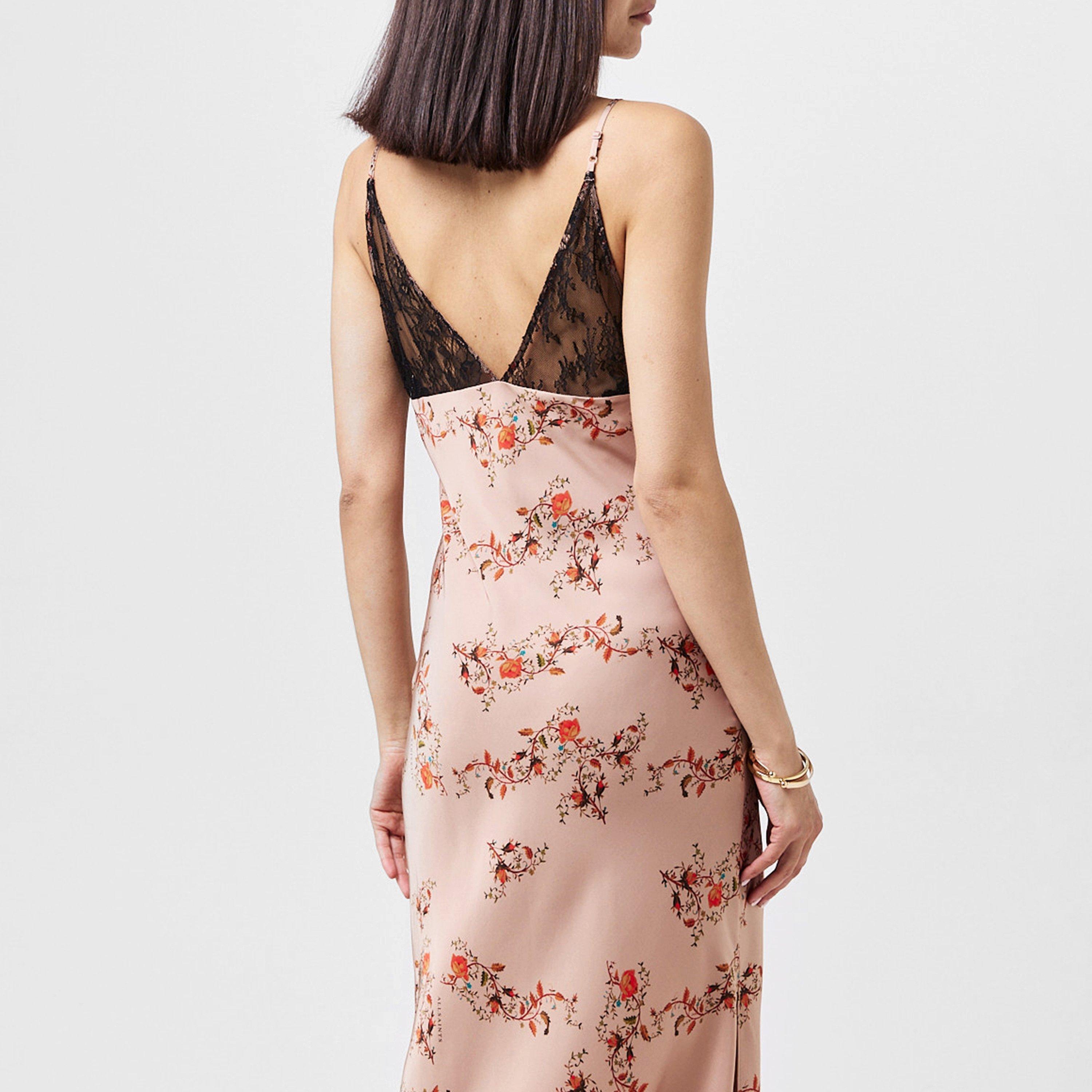 Almond Beige - AllSaints - Women's Immy Floral Slip Dress - 3