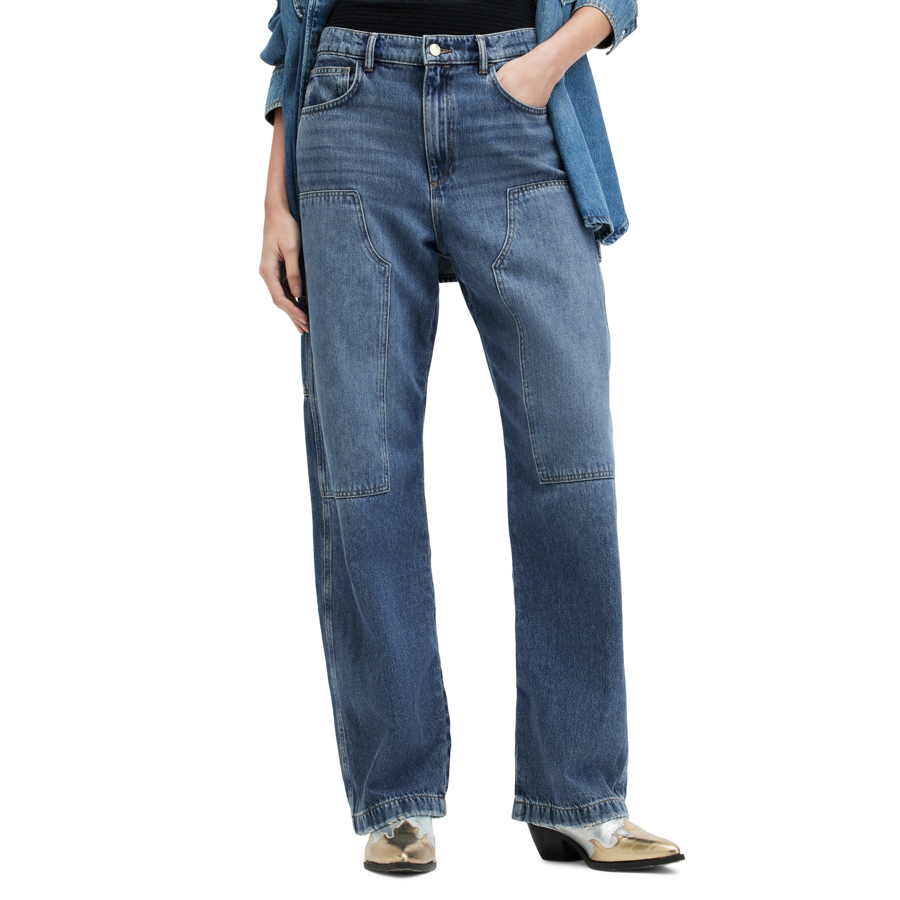 Mid Indigo - AllSaints - Women's Mia Carpenter Straight Leg Jeans - 2