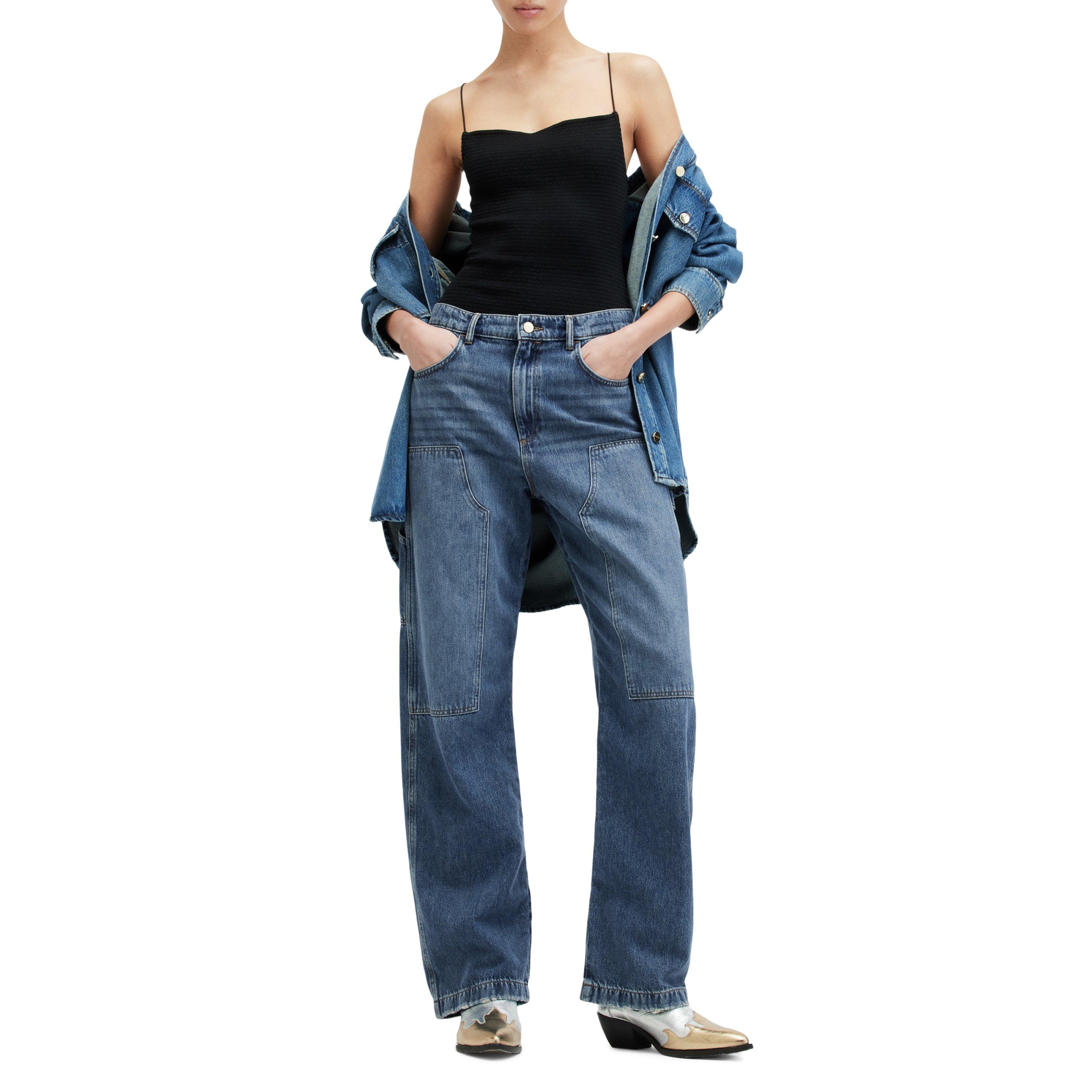 Mid Indigo - AllSaints - Women's Mia Carpenter Straight Leg Jeans - 3