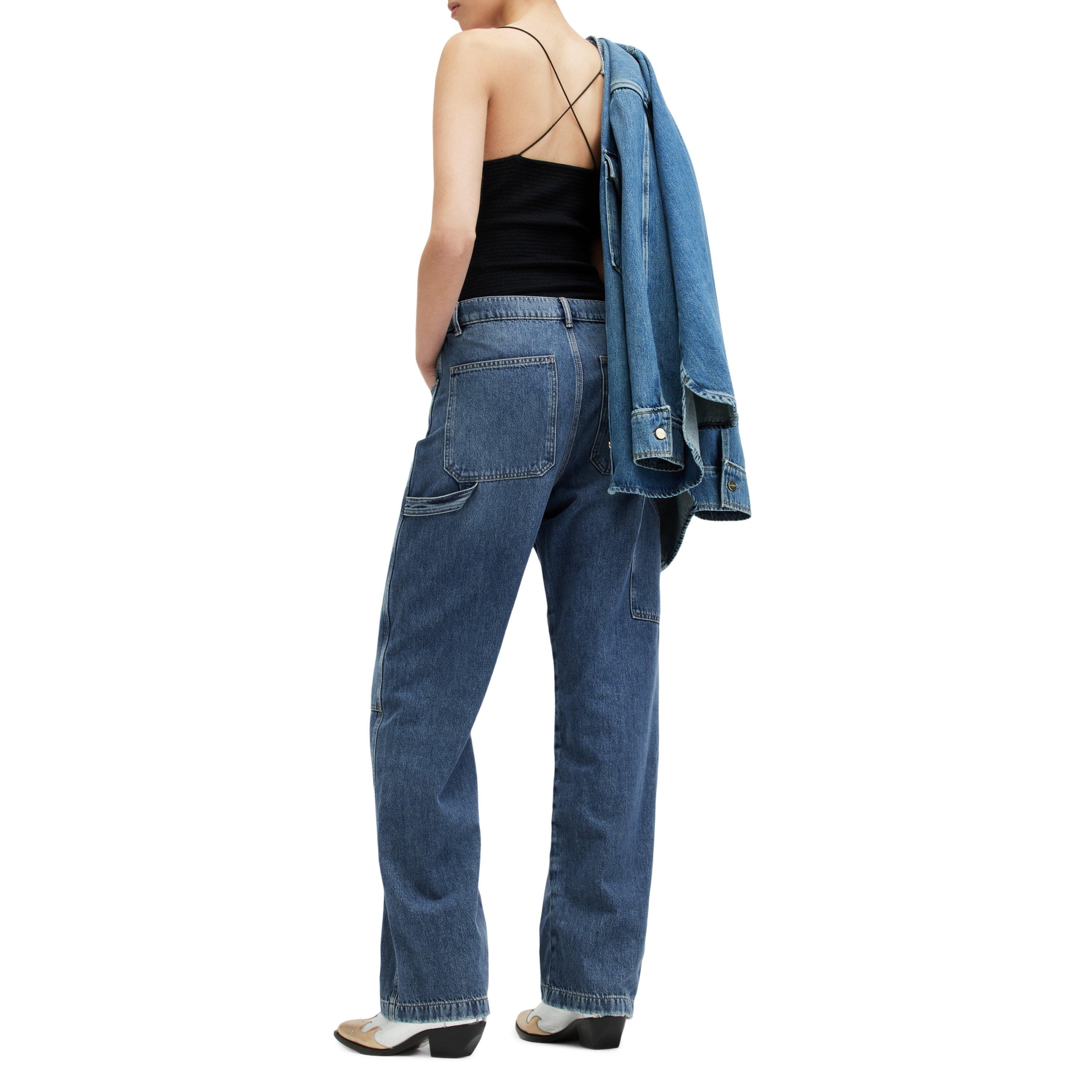 Mid Indigo - AllSaints - Women's Mia Carpenter Straight Leg Jeans - 4