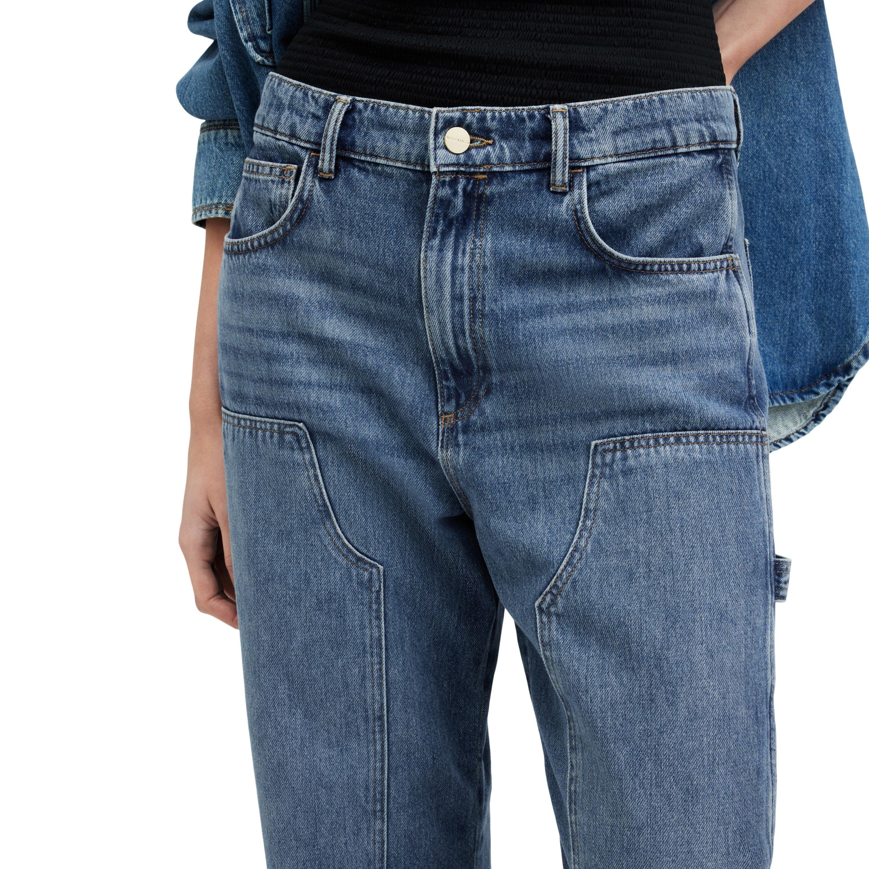 Mid Indigo - AllSaints - Women's Mia Carpenter Straight Leg Jeans - 5