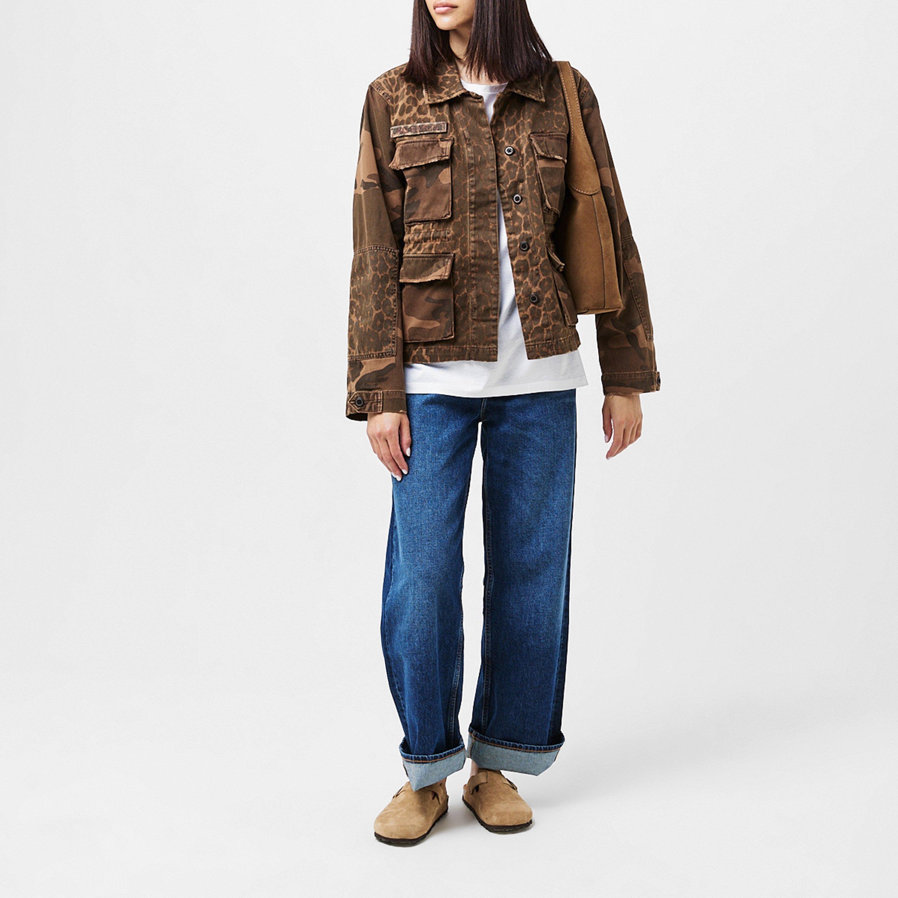 Animal Brown - AllSaints - Women's Finch Leopard Camo Cotton Denim Jacket - 5