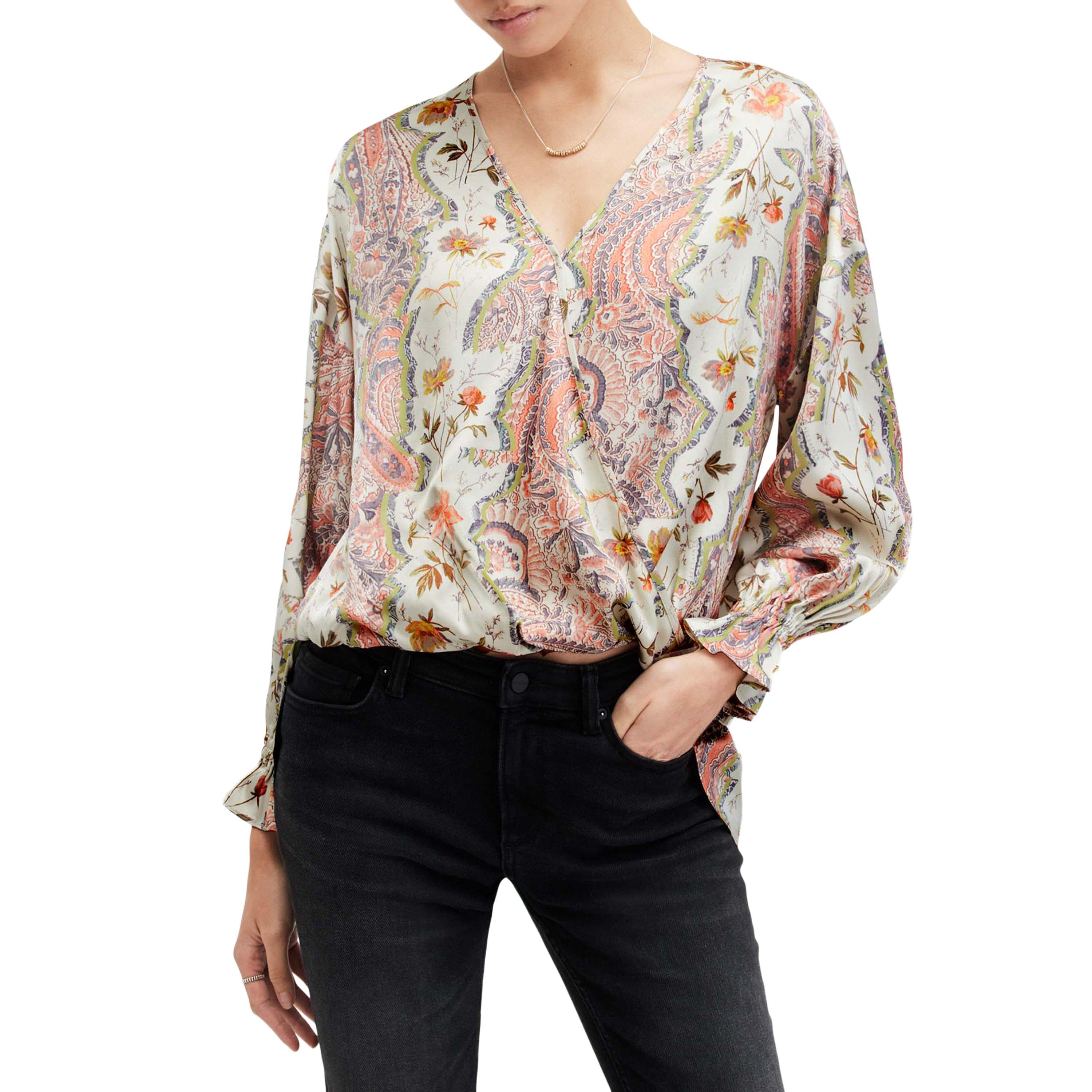 Spring Green - AllSaints - Women's Penny Wrap Over Paisley Print Regular Fit T-Shirt - 2