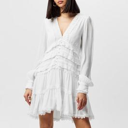 AllSaints Zora Ruffled Woven Mini Dress