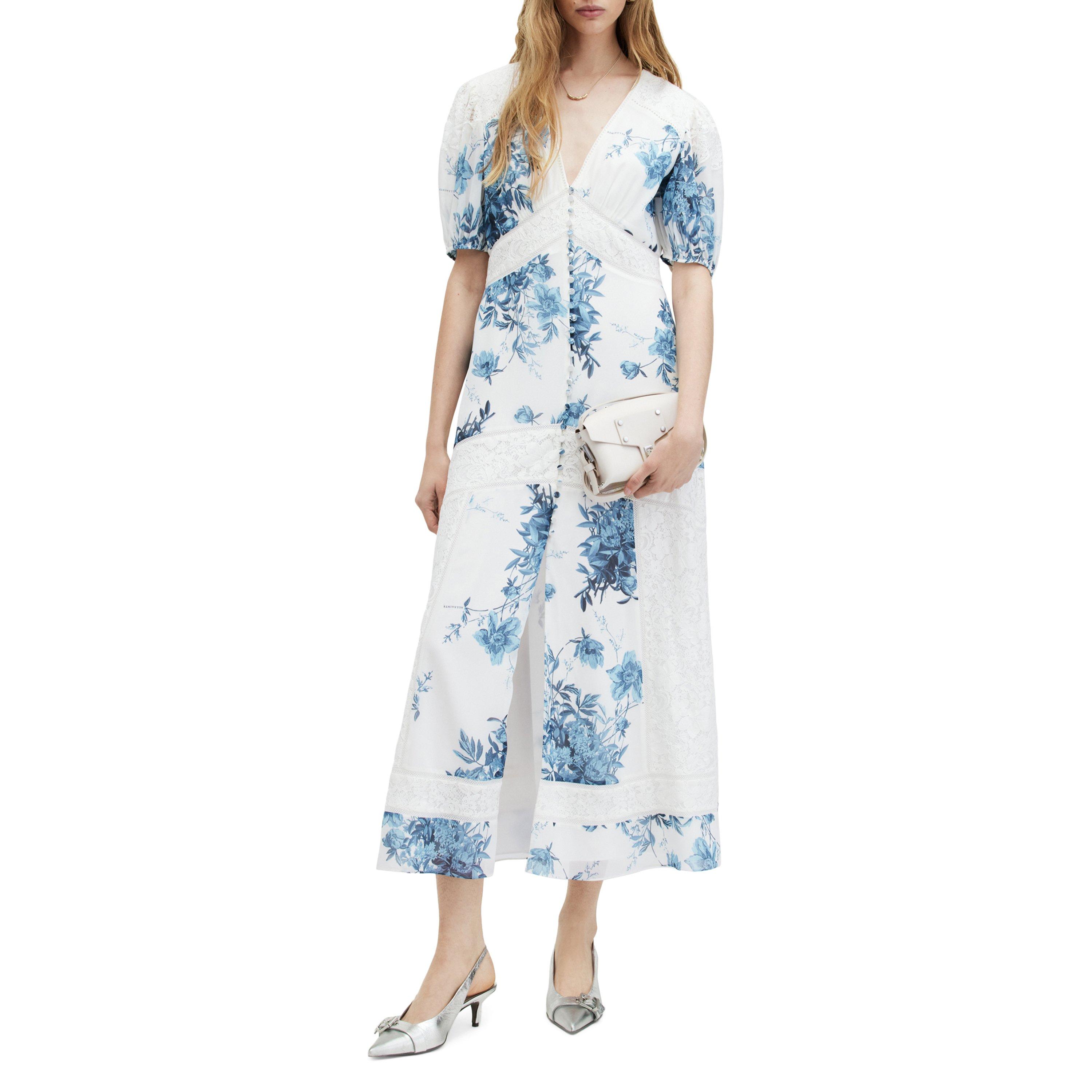 Chalk White/Blu - AllSaints - Women's Dinah Dekorah Maxi Tea Dress - 2