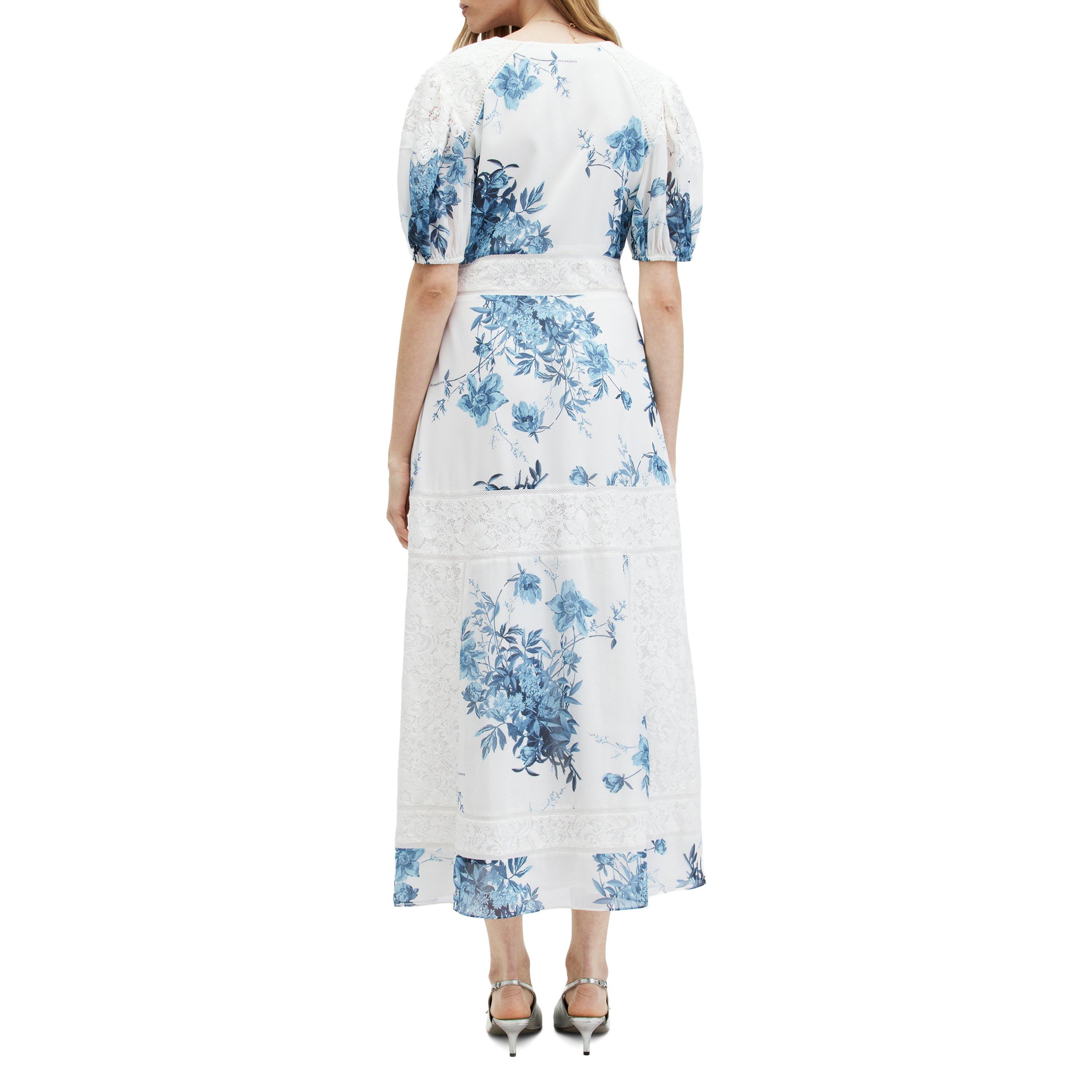 Chalk White/Blu - AllSaints - Women's Dinah Dekorah Maxi Tea Dress - 4
