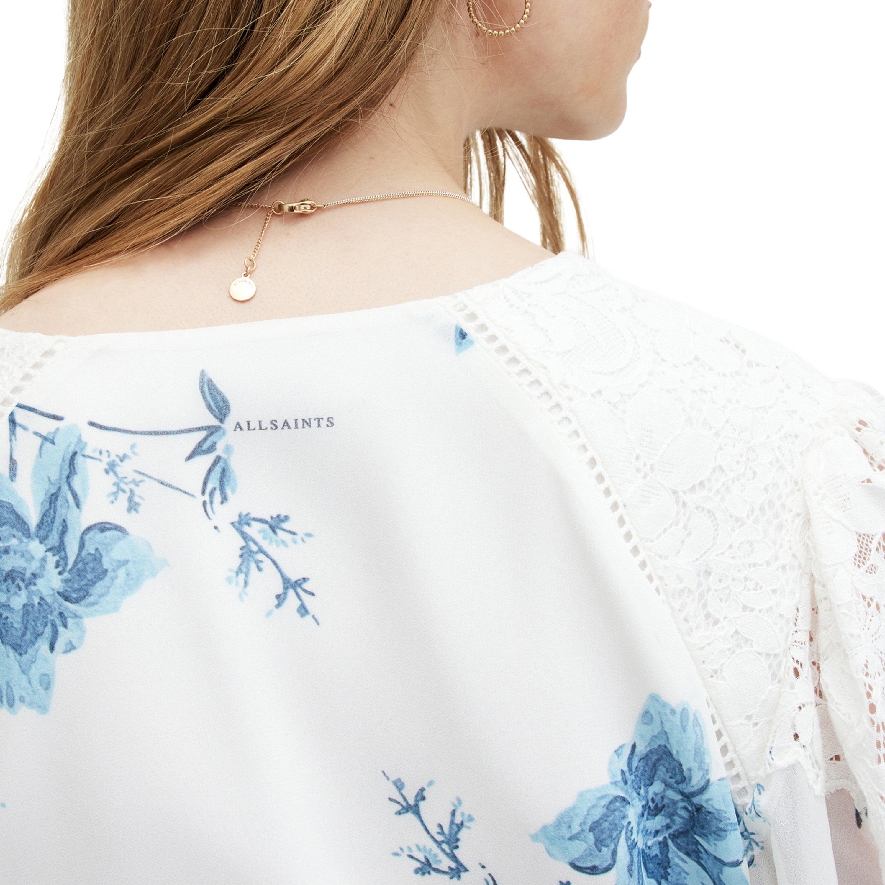 Chalk White/Blu - AllSaints - Women's Dinah Dekorah Maxi Tea Dress - 7