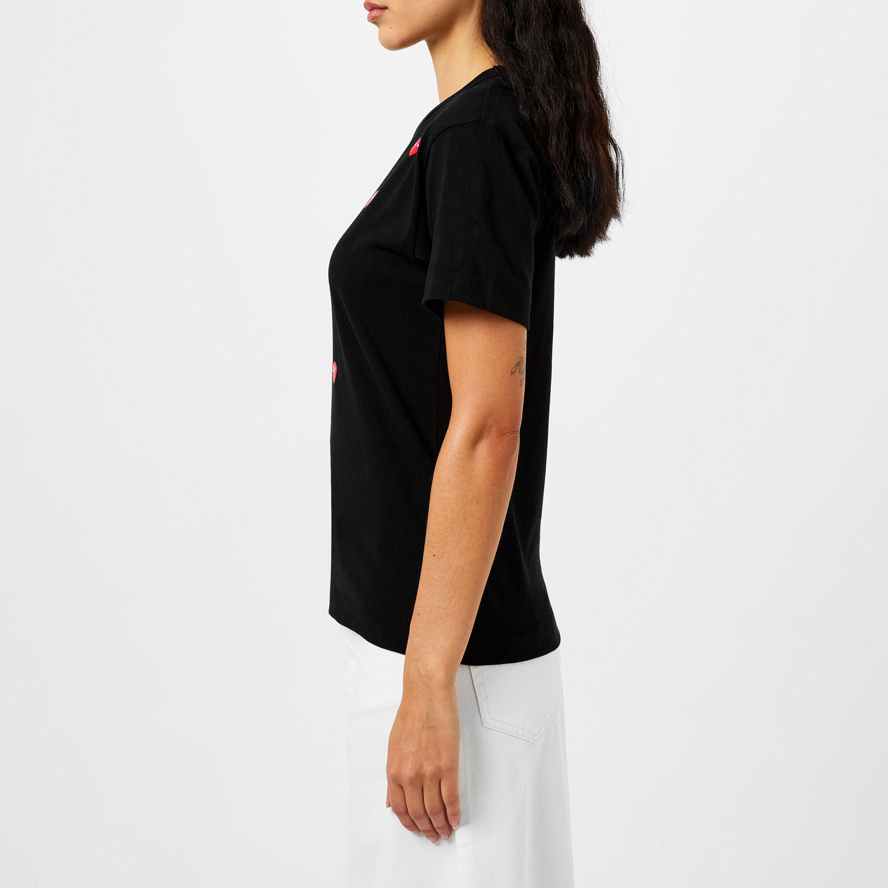 Black -1 - Comme des Garcons PLAY - Women's Scattered Hearts Regular Fit T-Shirt - 2