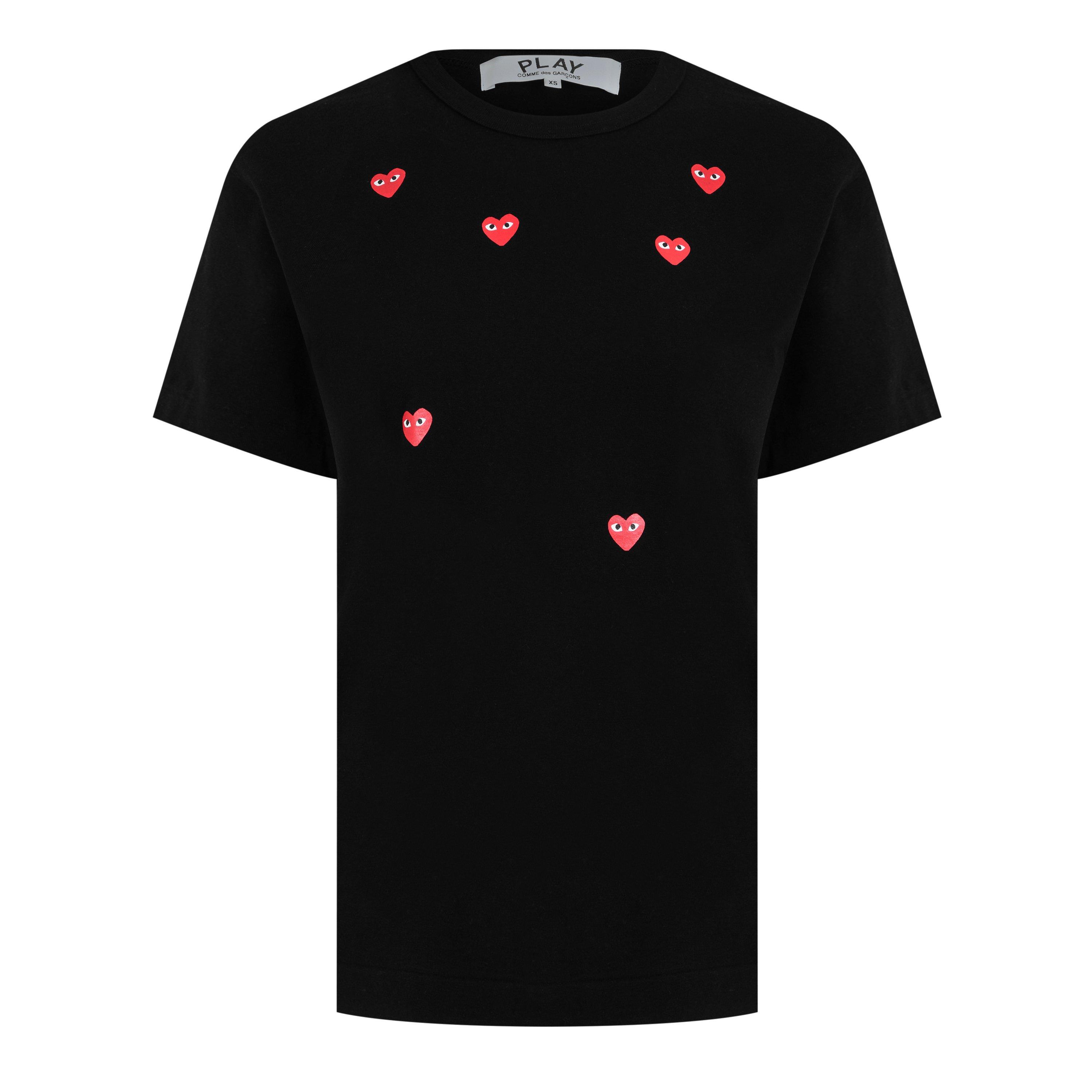 Black -1 - Comme des Garcons PLAY - Women's Scattered Hearts Regular Fit T-Shirt - 5