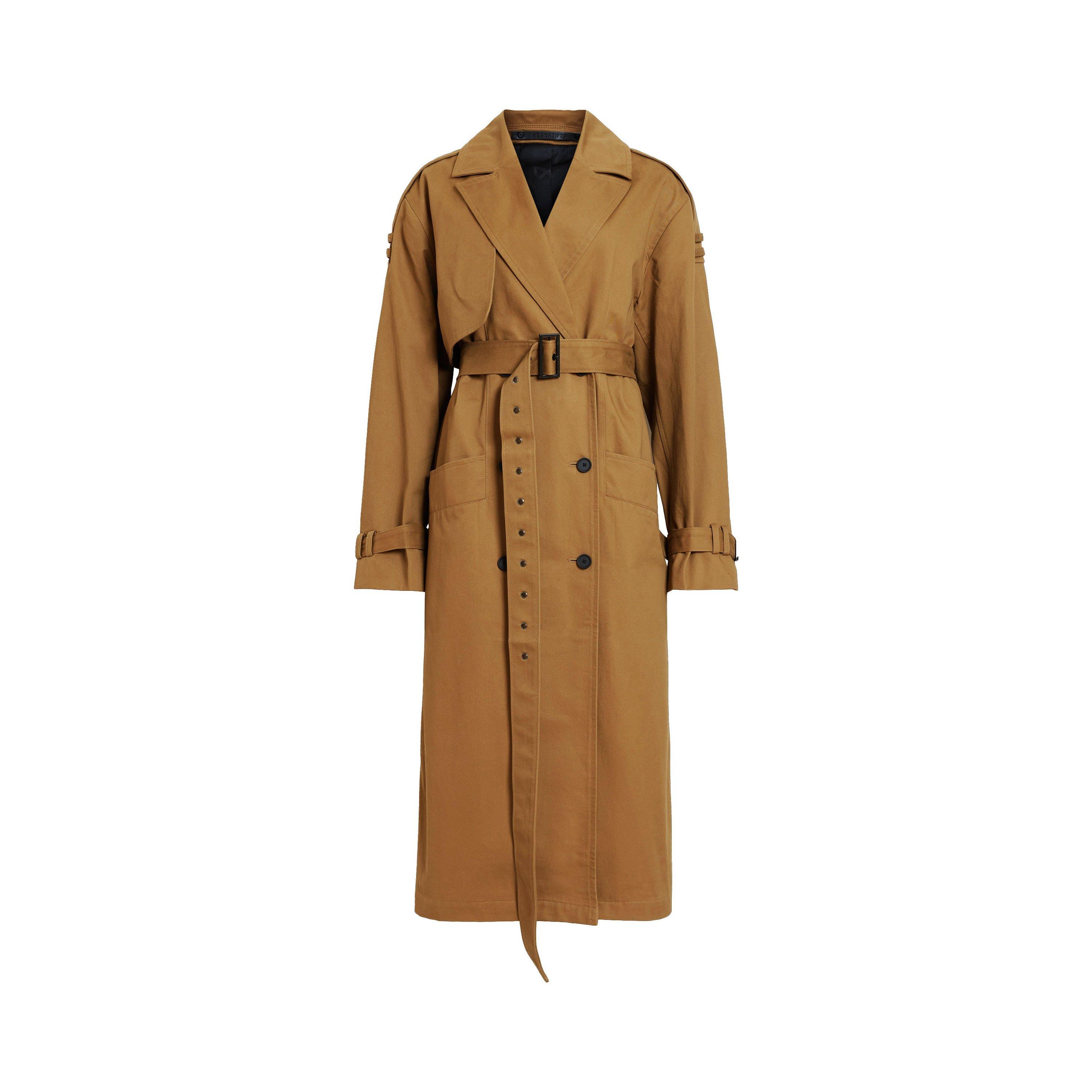 Brown - AllSaints - Women's Wyatt Cotton Long Sleeve Trench Coat - 5
