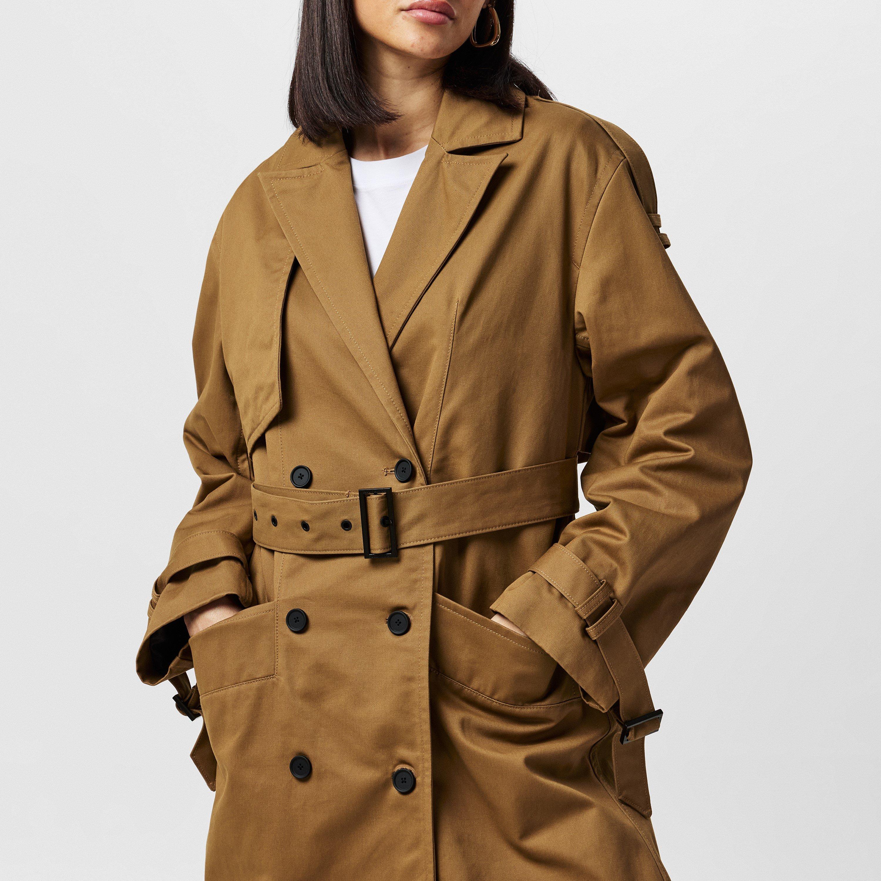 Brown - AllSaints - Women's Wyatt Cotton Long Sleeve Trench Coat - 4