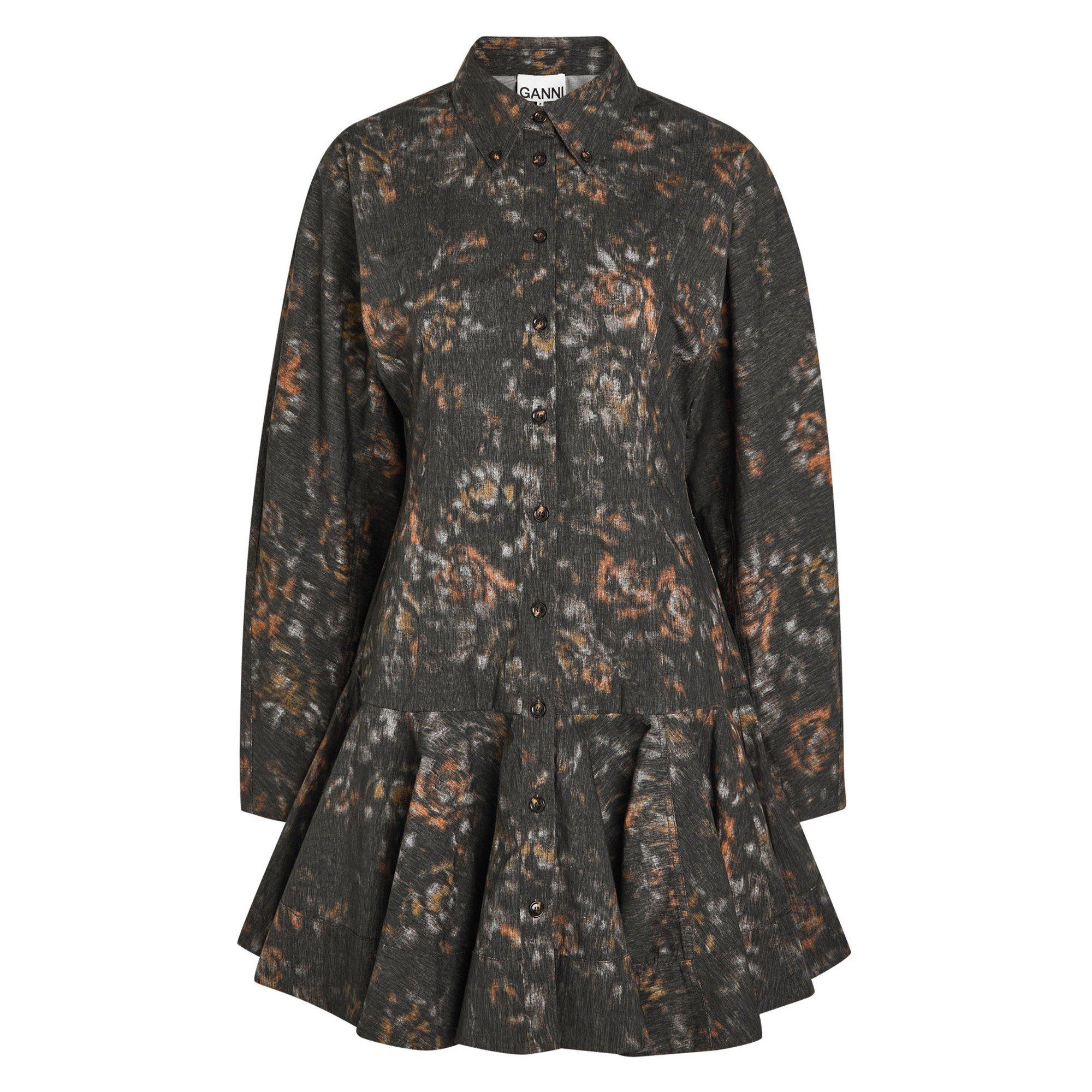 BLACK AND OTHER - Ganni - SD Printed Buttoned Mini Dress