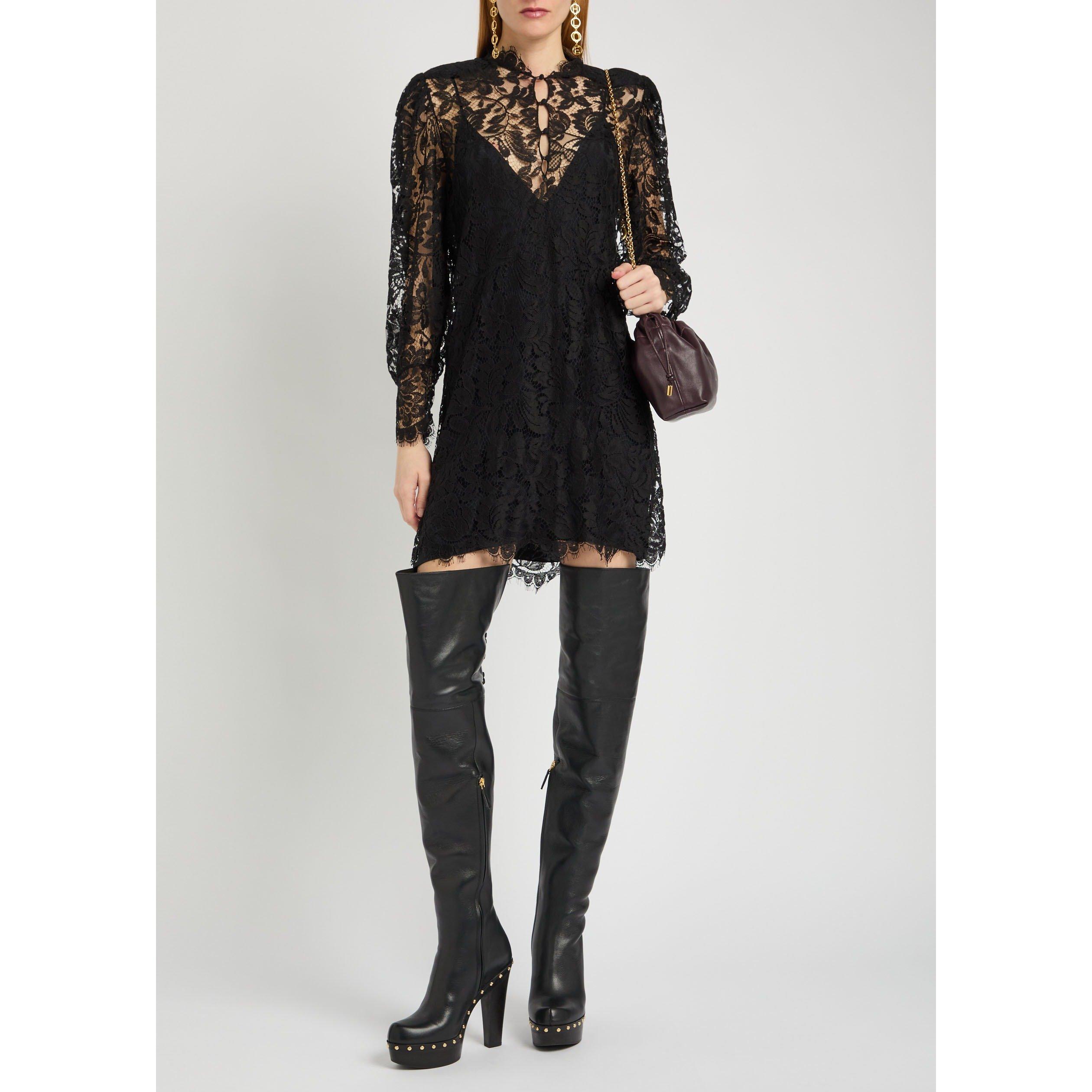 BLACK - Chloe - LS LACE MINI DRESS - 5