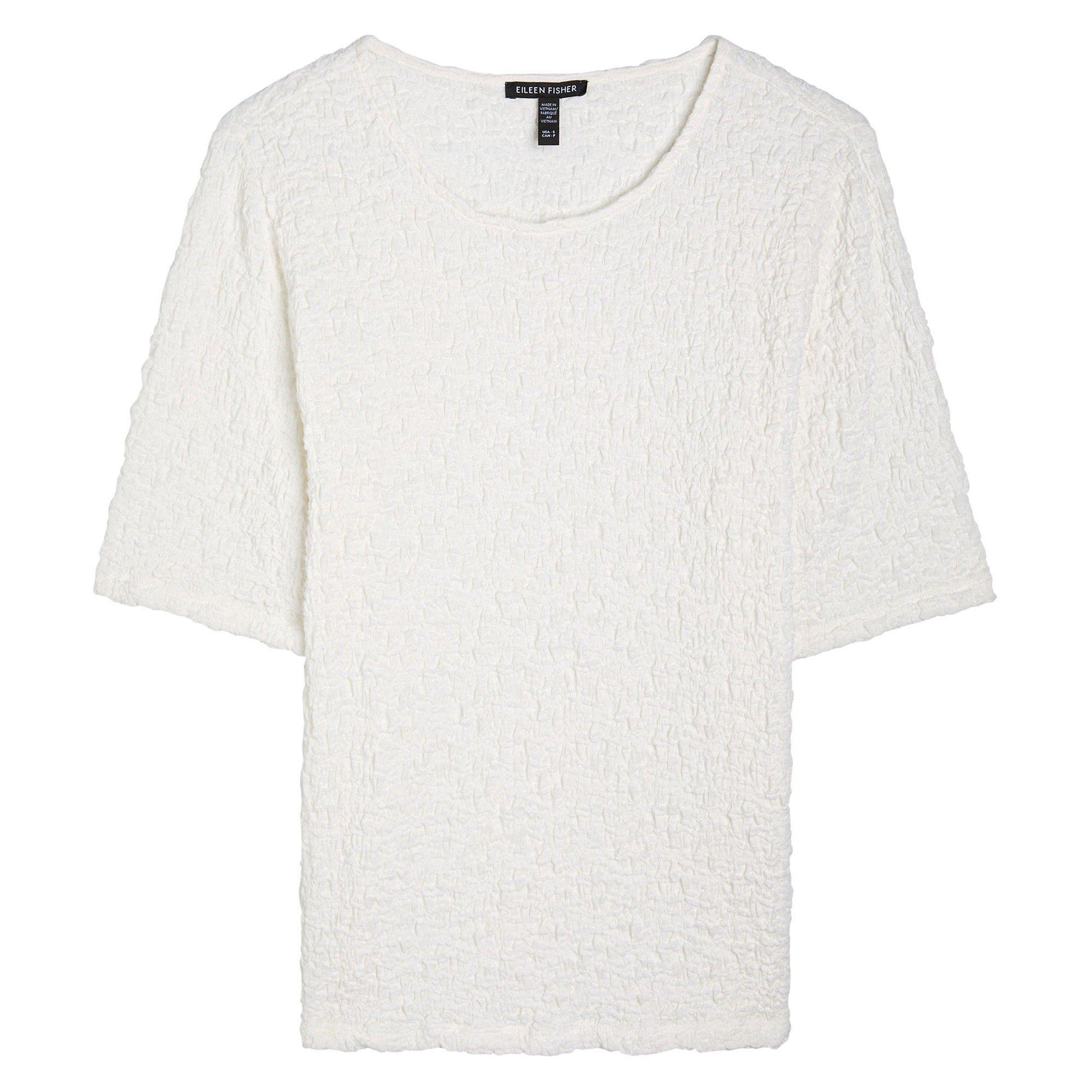 IVORY - Eileen Fisher - T CREW NECK SNUG TEXTURED TOP