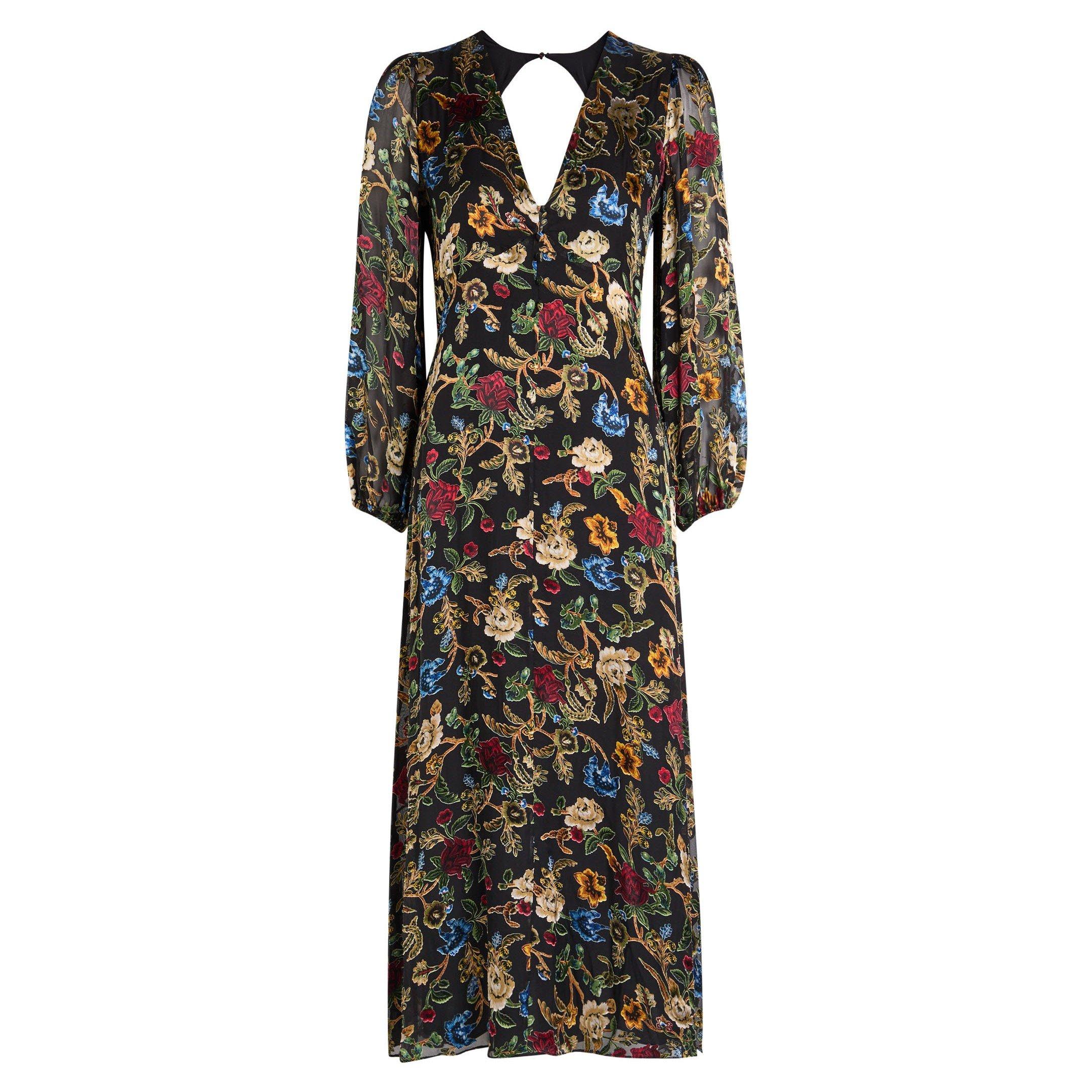 MULTICOLOURED - Alice And Olivia - SD MONA DEEP V PRINT MIDI DRS