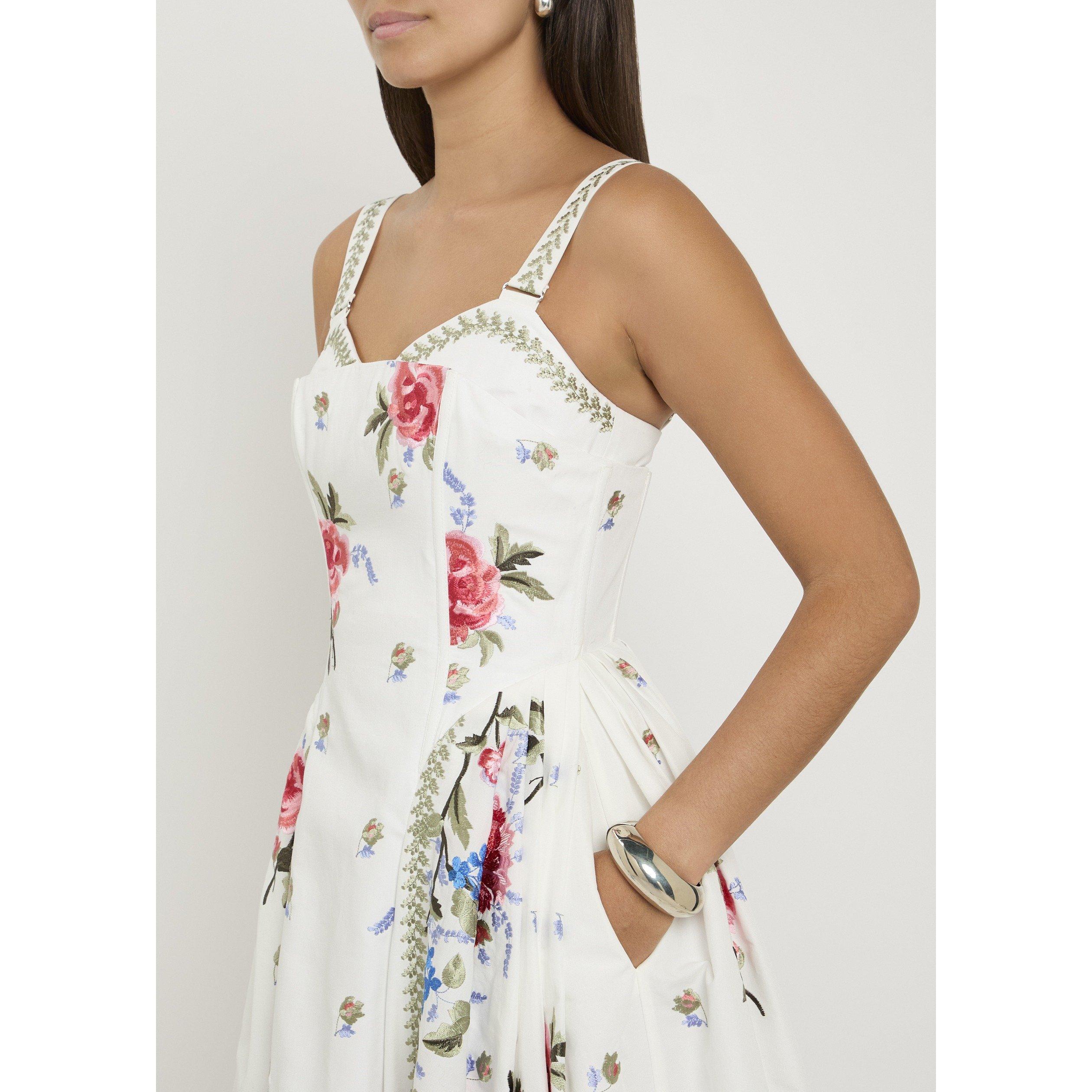 WHITE AND OTHER - Erdem - Women's Floral Embroidered Cotton Sleeveless Bustier Maxi Dress - 4