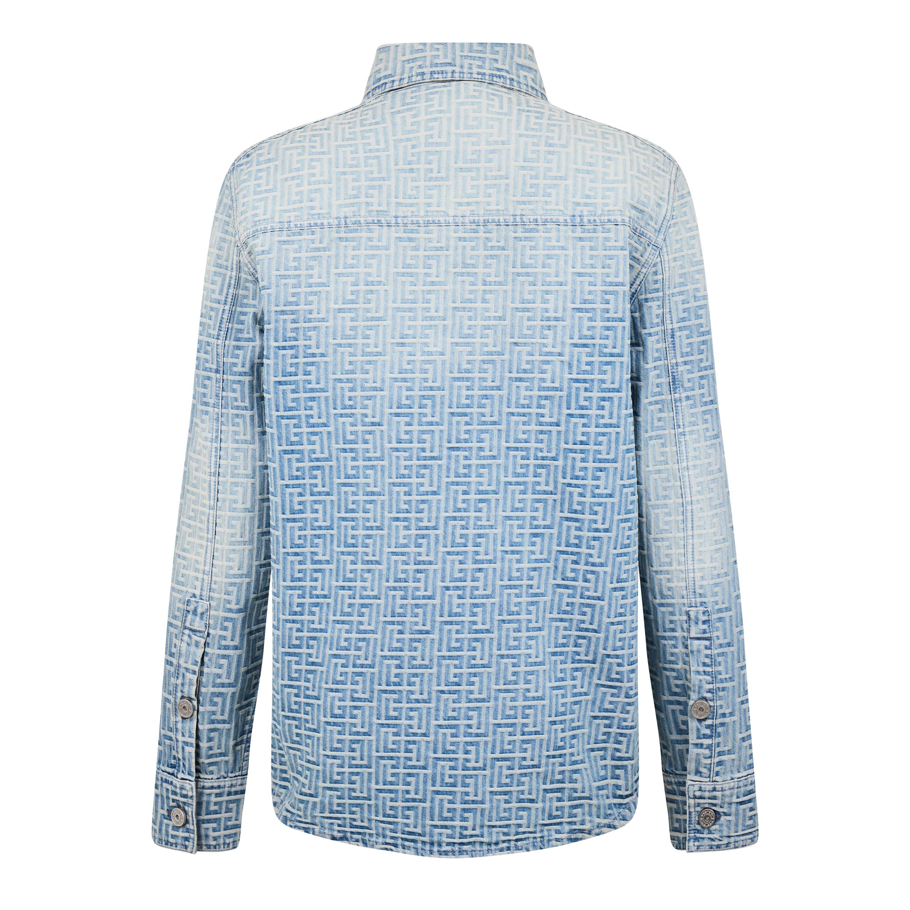 Blue 6FF - Balmain - Monogram Denim Shirt - 7