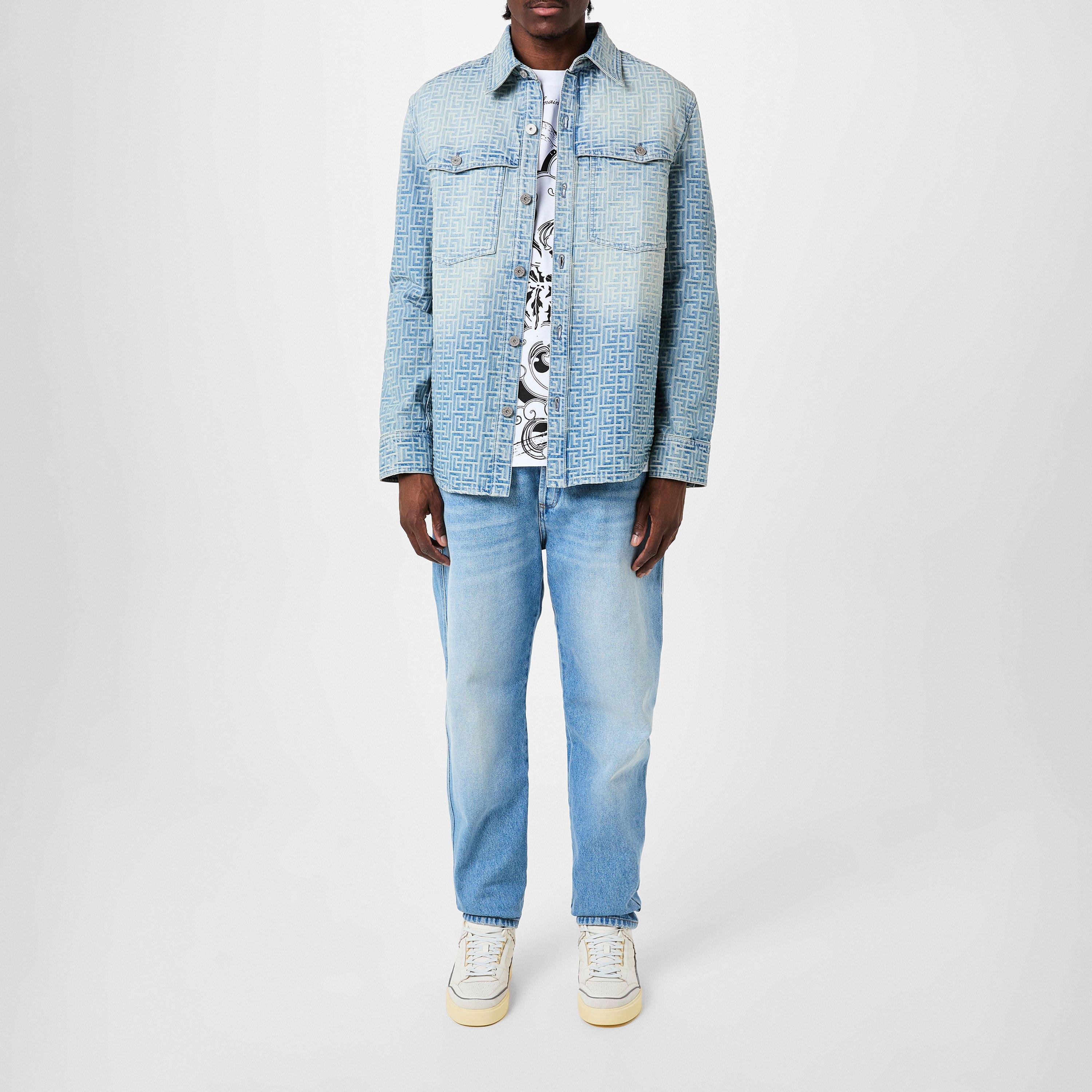 Blue 6FF - Balmain - Monogram Denim Shirt - 4