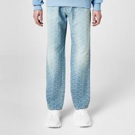 Balmain Monogrammed Jacquard Denim Jeans